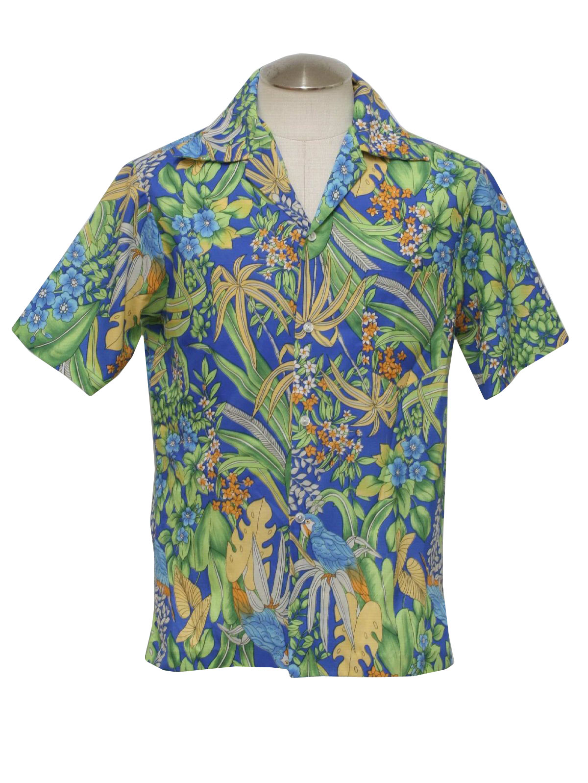 1970's Retro Hawaiian Shirt: 70s -Penneys Hawaii- Mens blue, pale ...