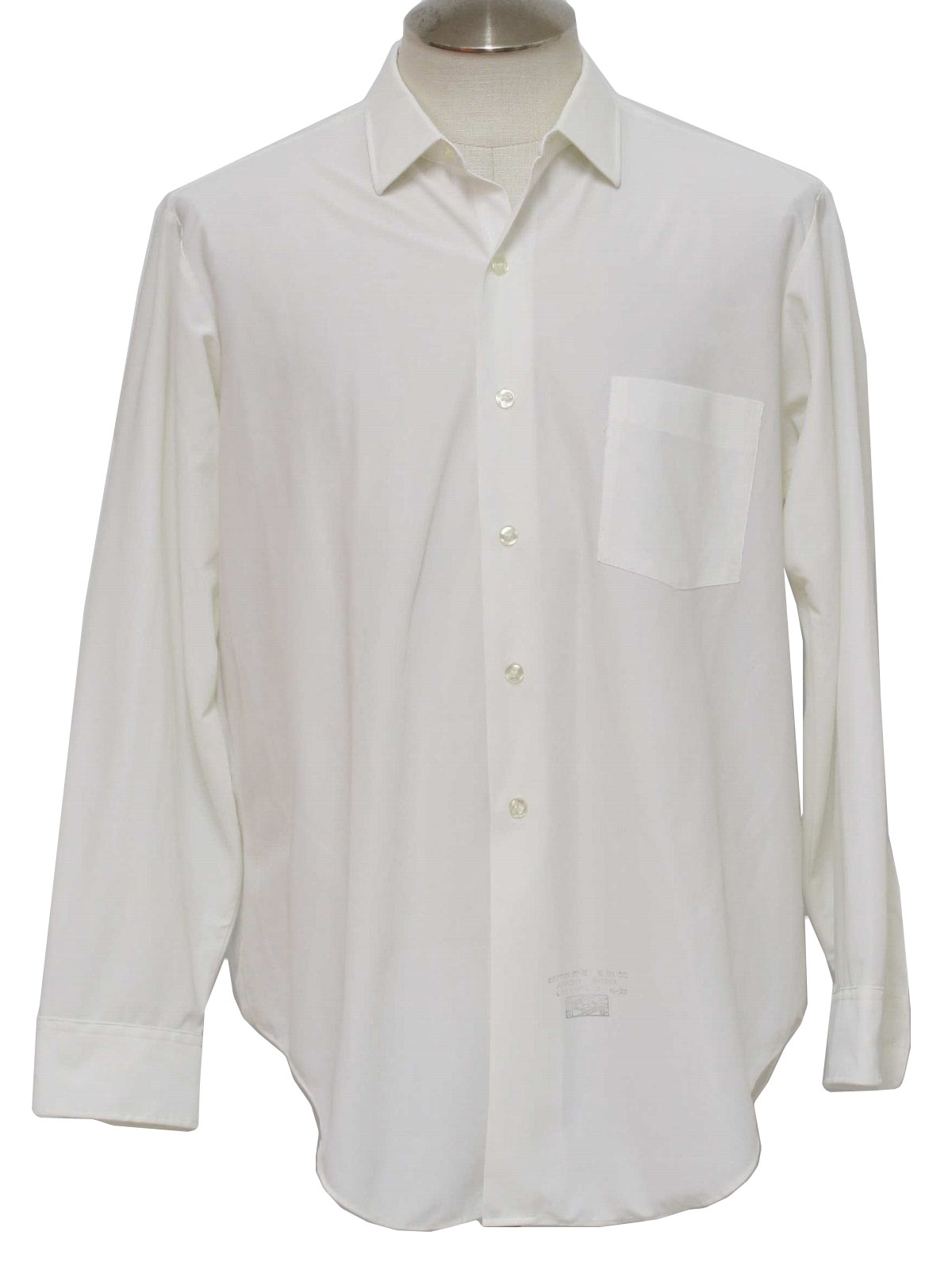 Retro 1960s Shirt: Early60s -Manhattan- Mens white polyester tricot mod ...