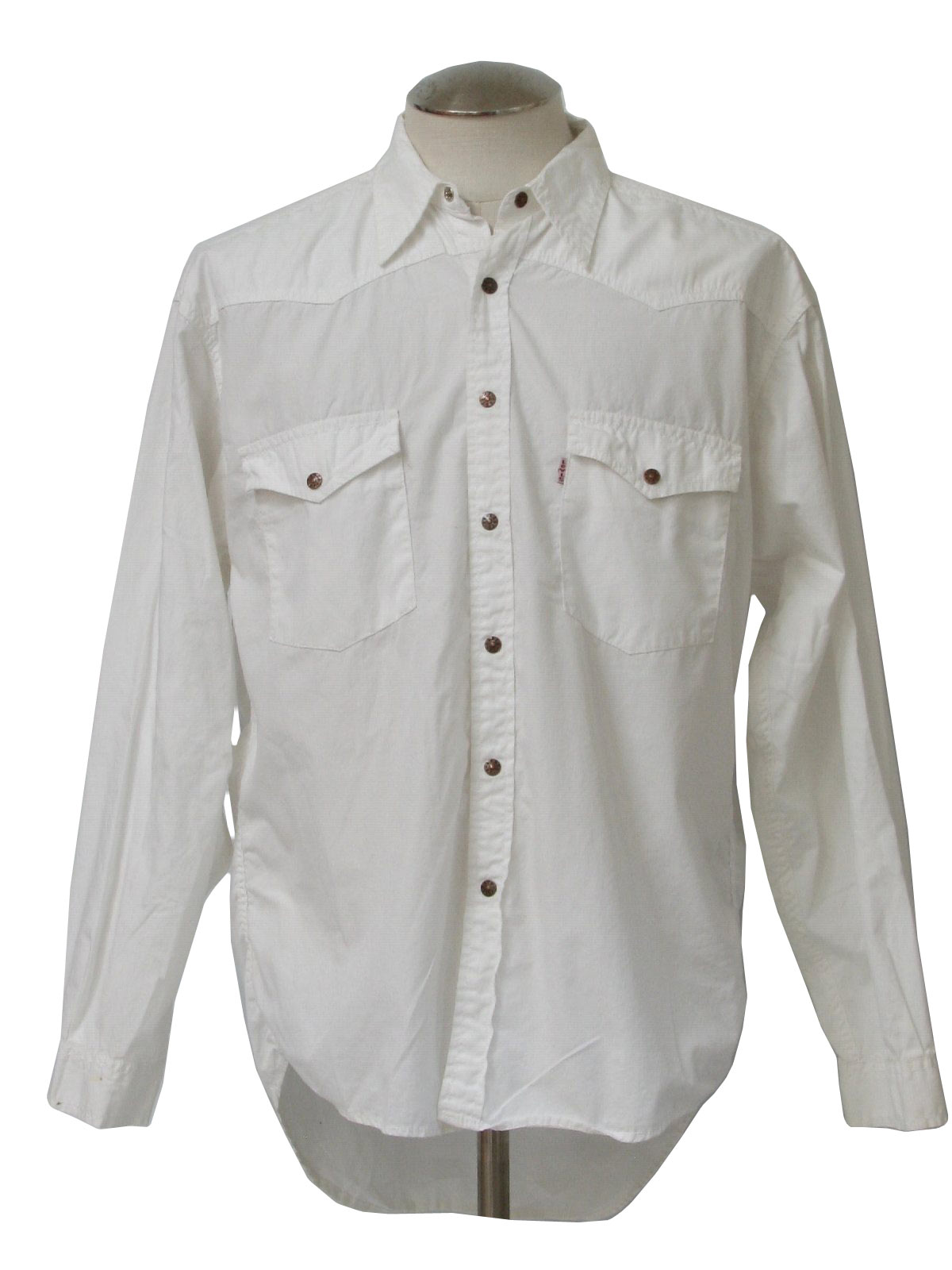 1990's Vintage Levis Western Shirt: 90s -Levis- Mens white cotton snap ...