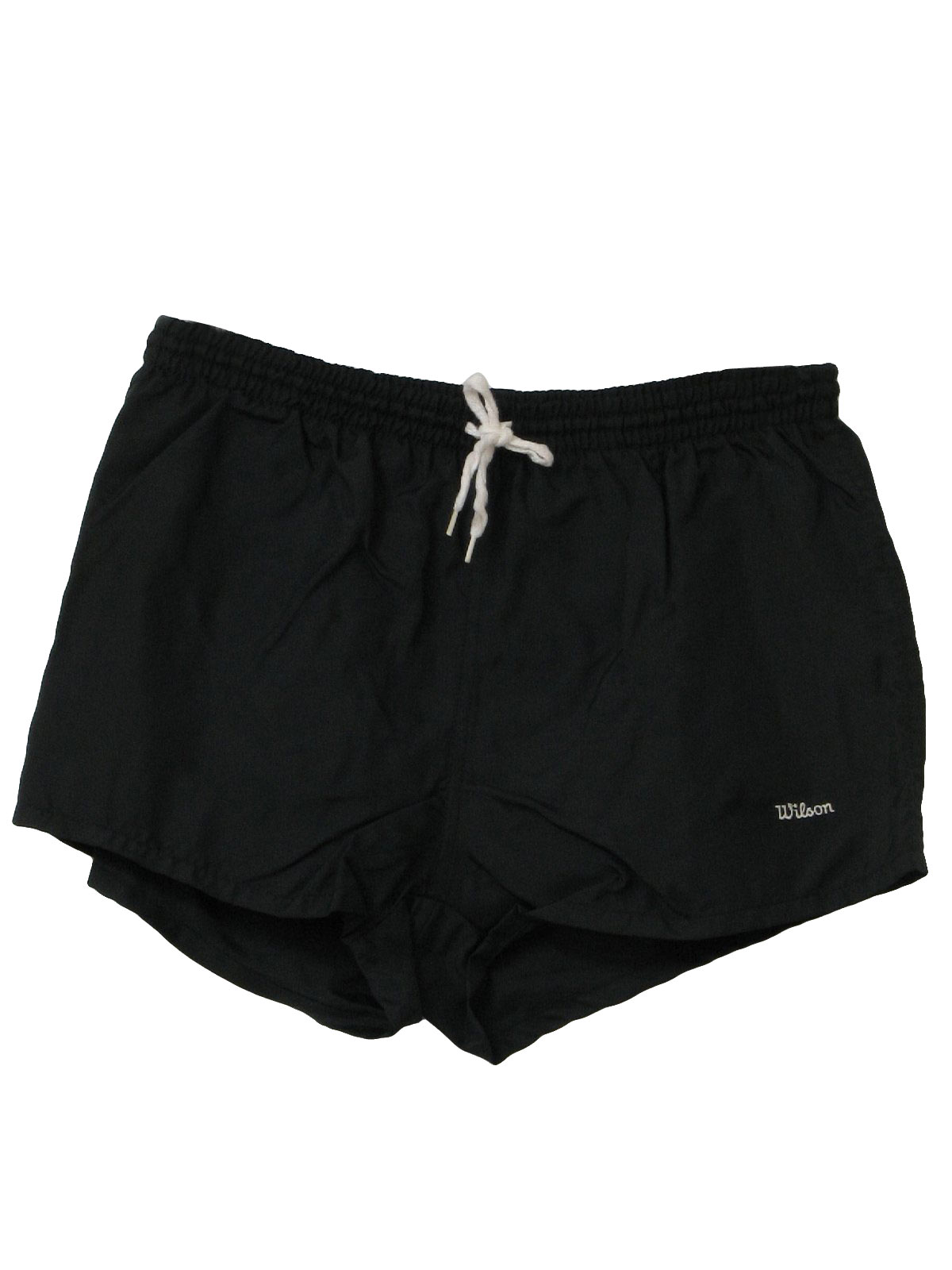 Vintage 1980's Shorts: 80s -Wilson- Mens black nylon, brief lined ...