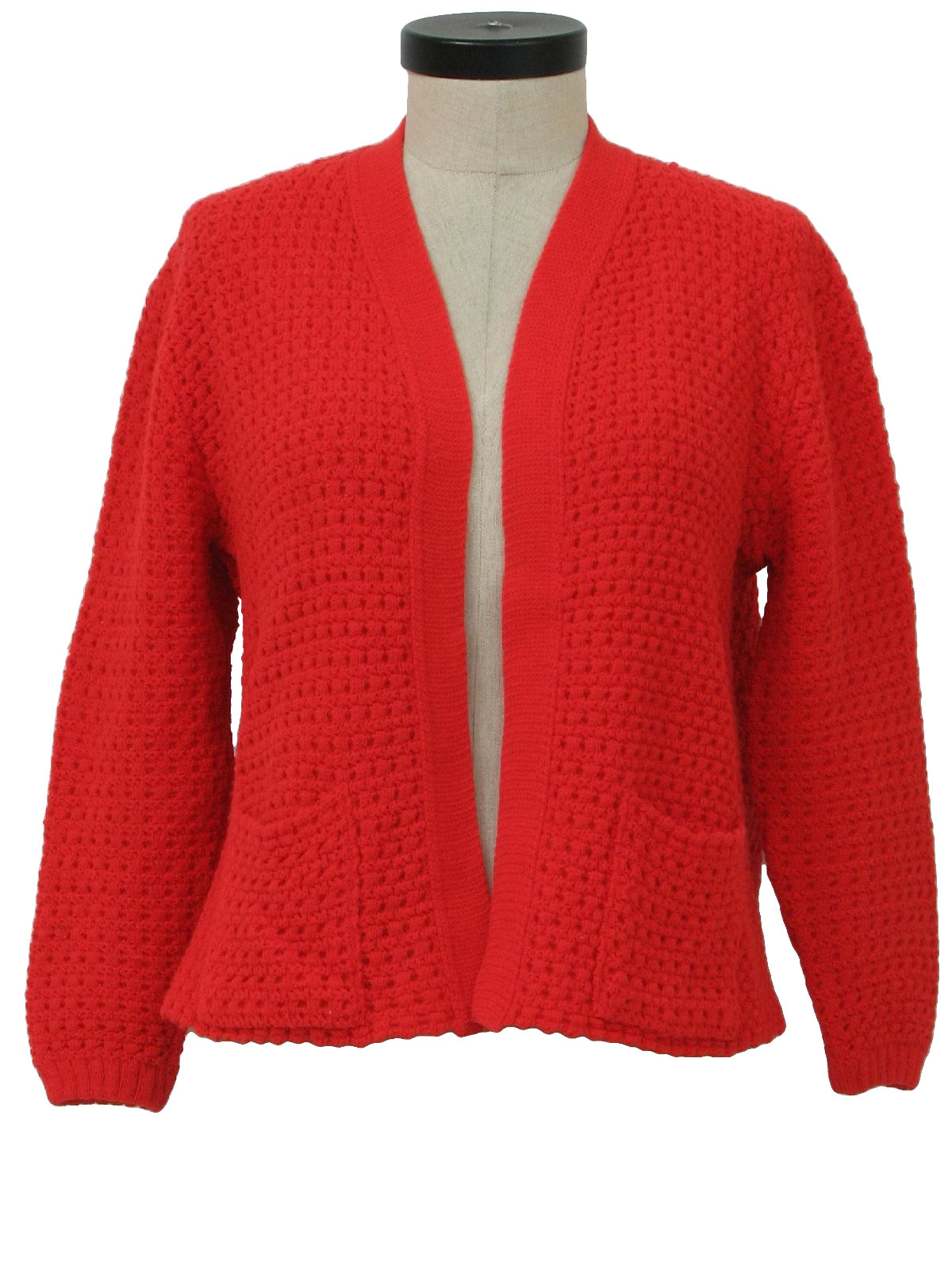 Retro 60's Sweater: 60s -Bams Knits- Womens red acrylic knit long ...