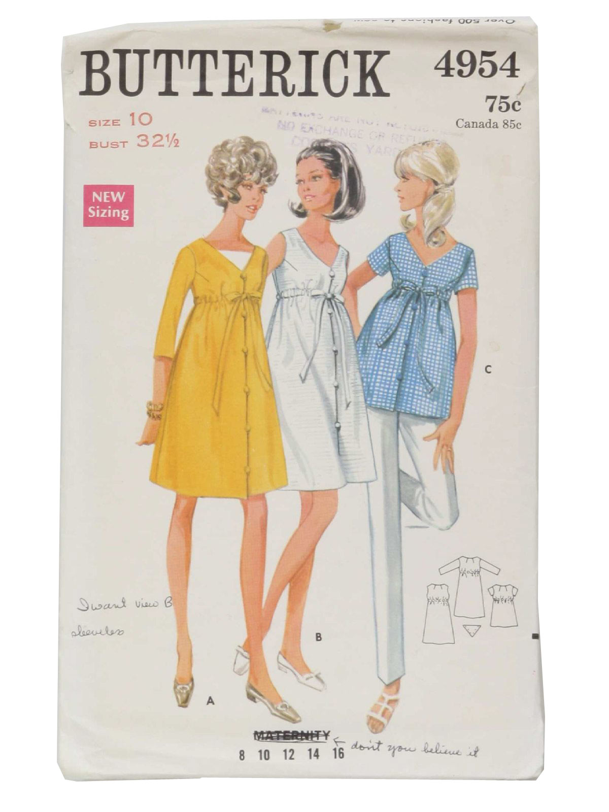 Butterick No4954 1970s Vintage Sewing Pattern 70s Butterick No4954 Womens Mod Style