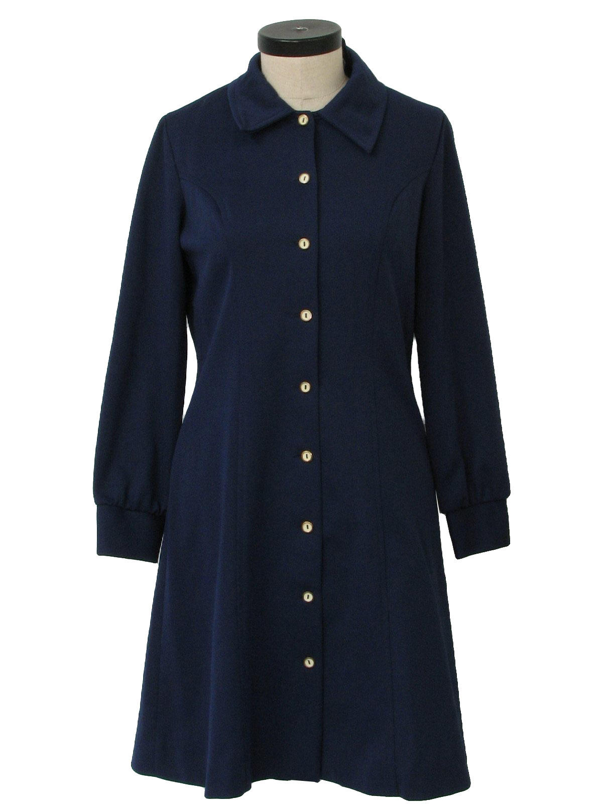 Retro 70s Dress (Sears) : 70s -Sears- Womens navy blue longsleeve ...