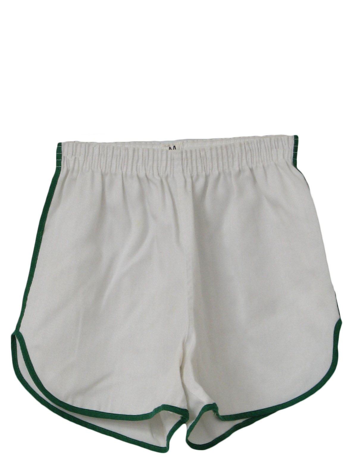 Retro 1980s Shorts: 80s -Size Label- Mens white with green seam stripe ...