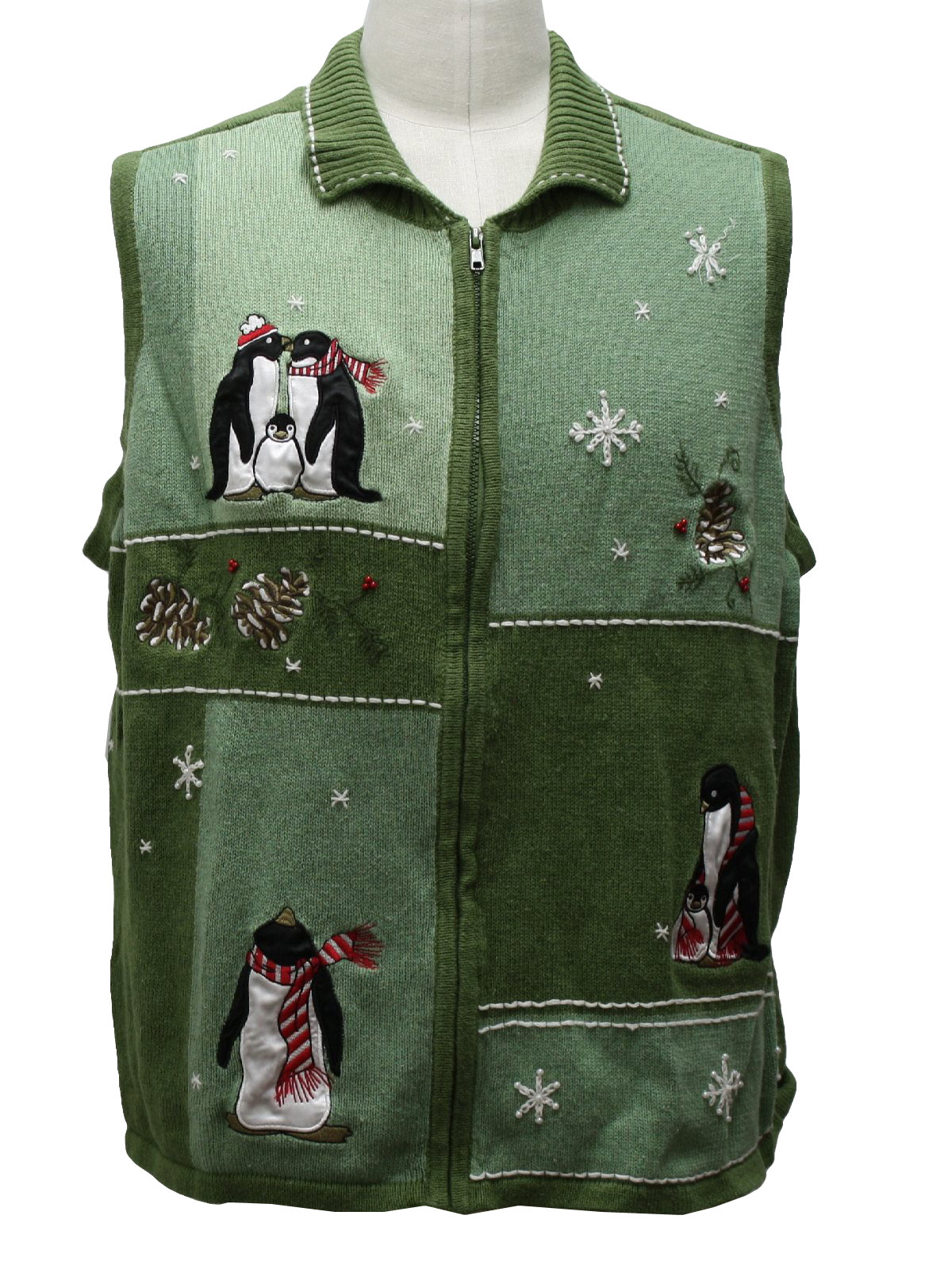 Ugly Christmas Sweater Vest: -Blair- Unisex shades of green cotton ...