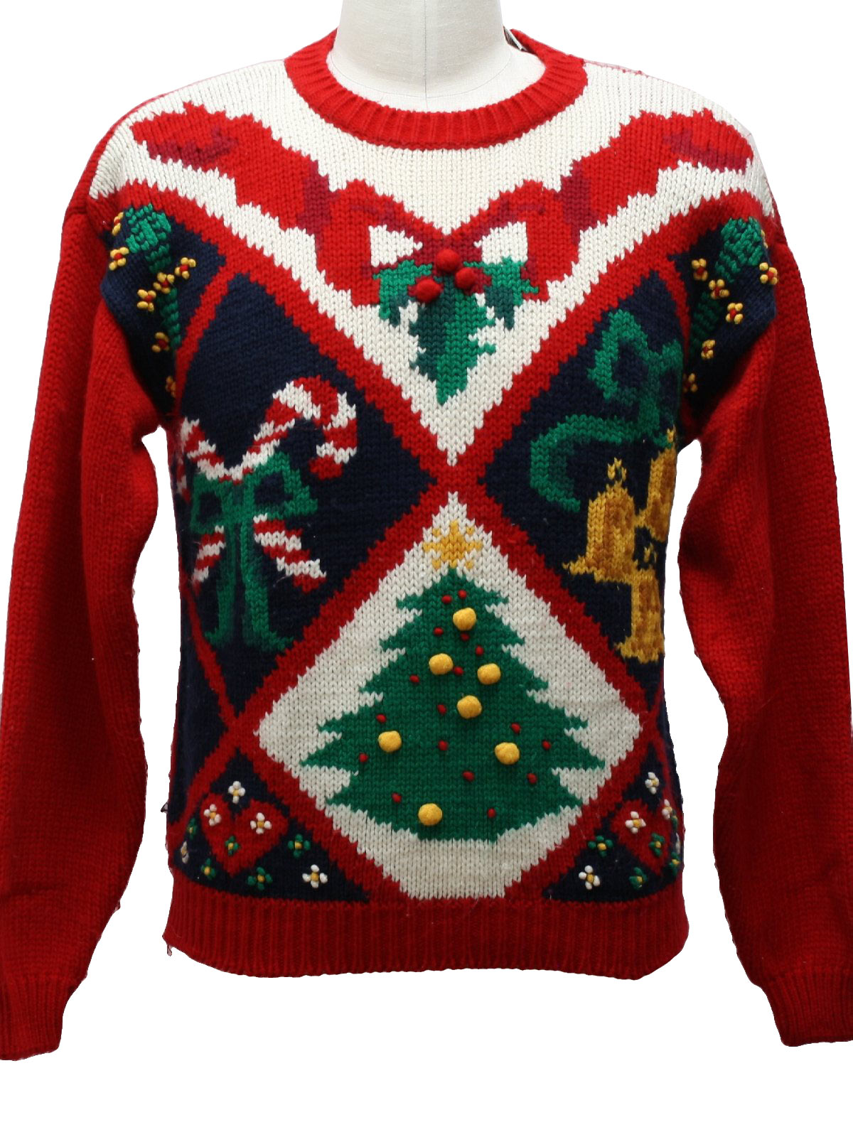 Ugly Christmas Sweater: -Karen Scott- Unisex red background acrylic ...