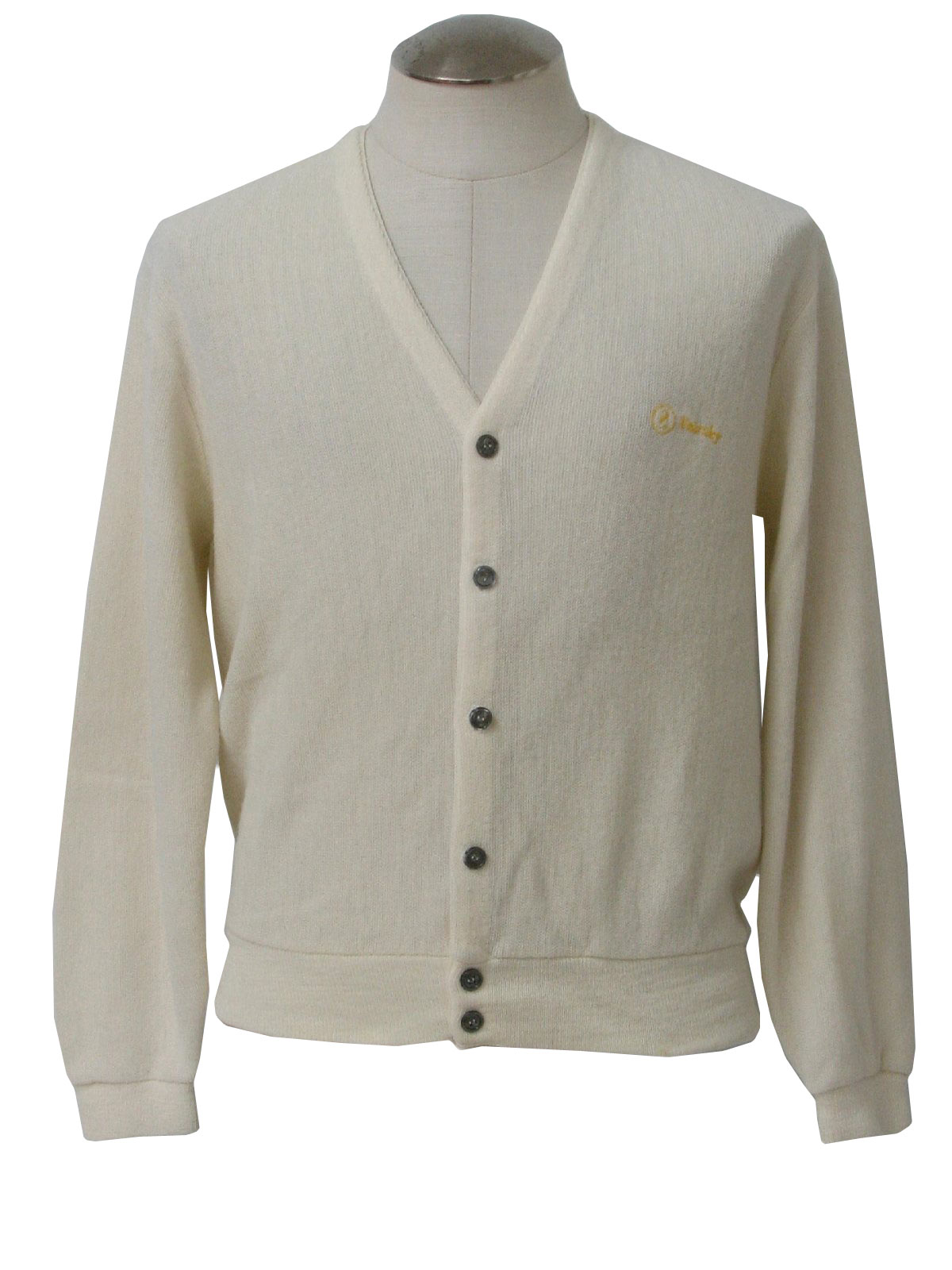 Eighties Vintage Caridgan Sweater: 80s -Pine State- Mens off white ...