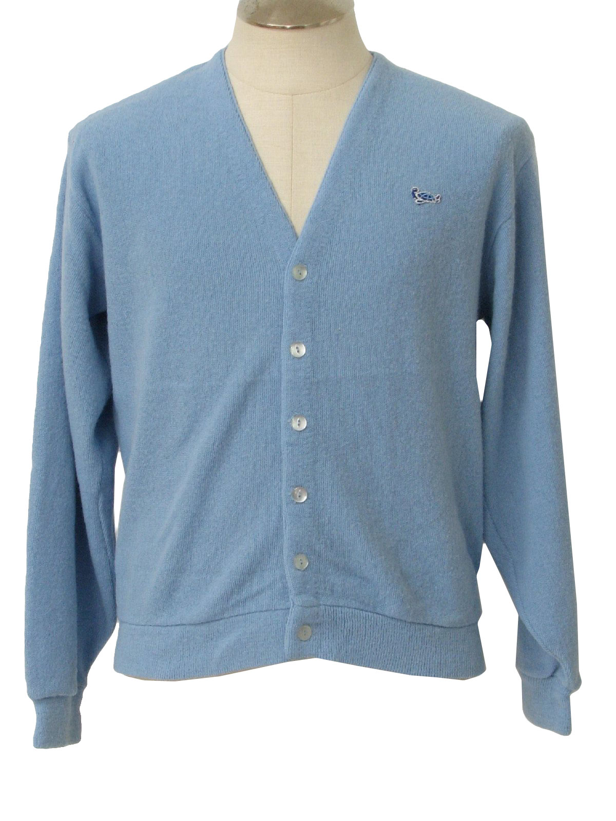 80's Vintage Caridgan Sweater: 80s -Challenger- Mens sky blue acrylic ...