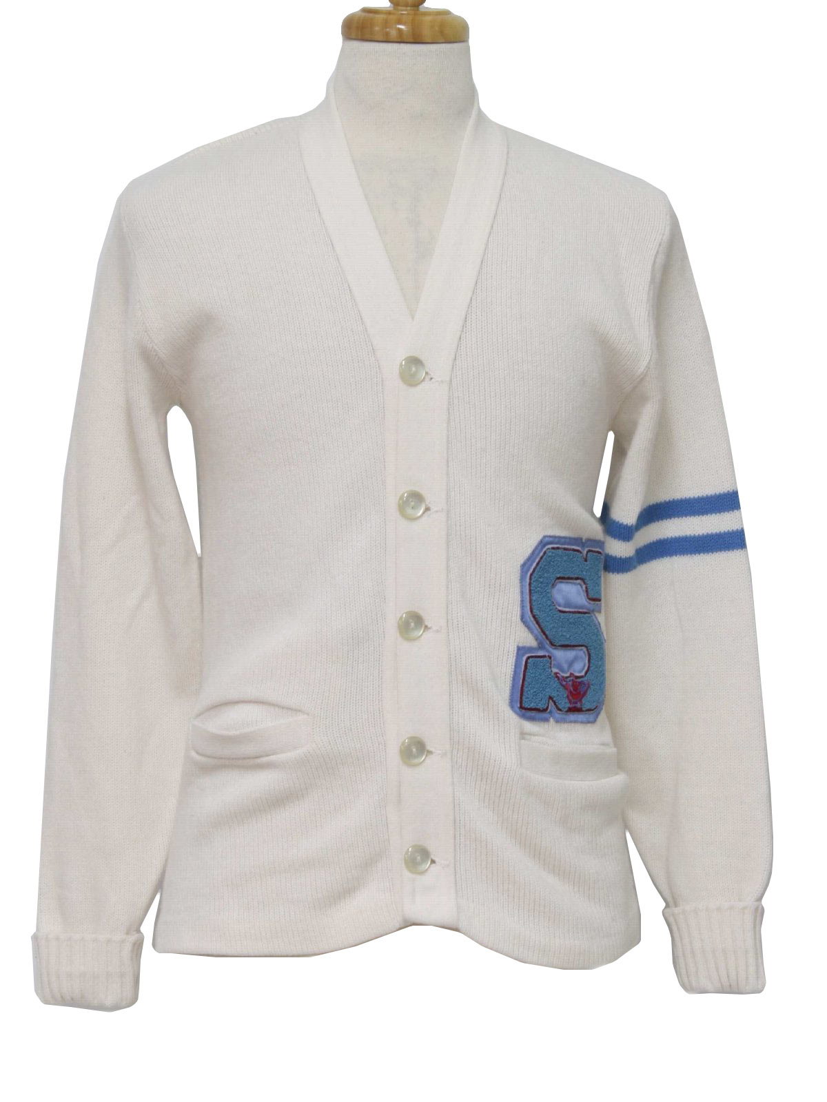 Retro 1970's Caridgan Sweater (Bristol) : 70s -Bristol- Unisex white ...