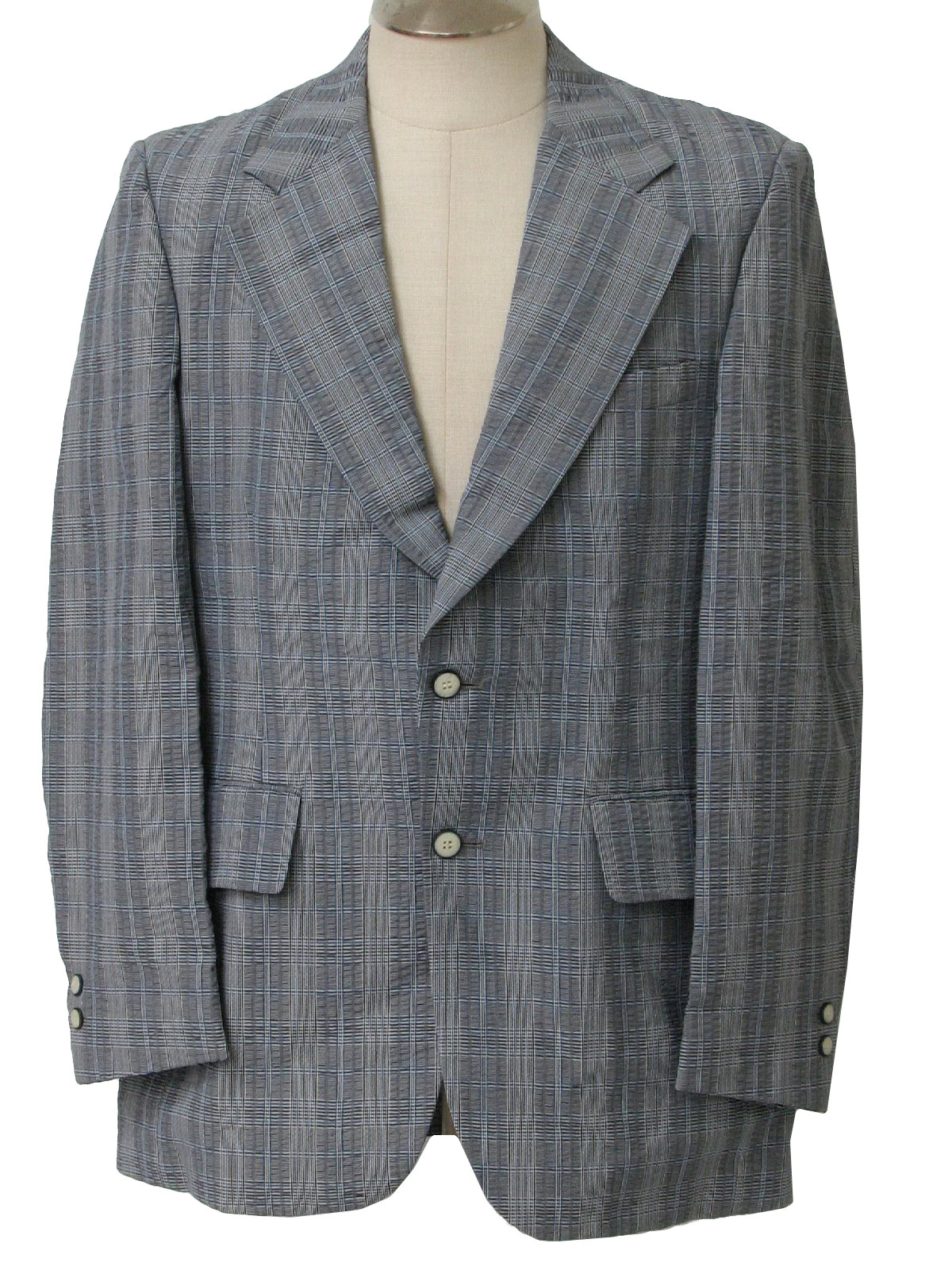 70's Vintage Jacket: 70s -Palm Beach- Mens striped plaid white, blue ...