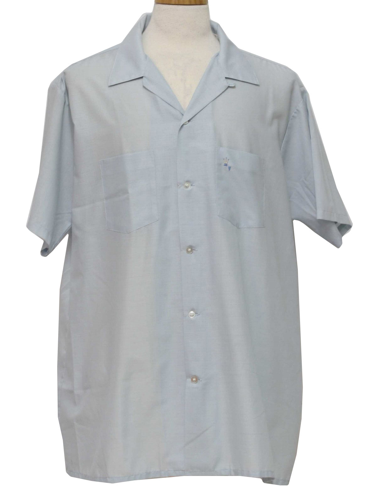 Vintage 1960's Shirt: 60s -Arrow Decton Perma Iron- Mens pale blue ...