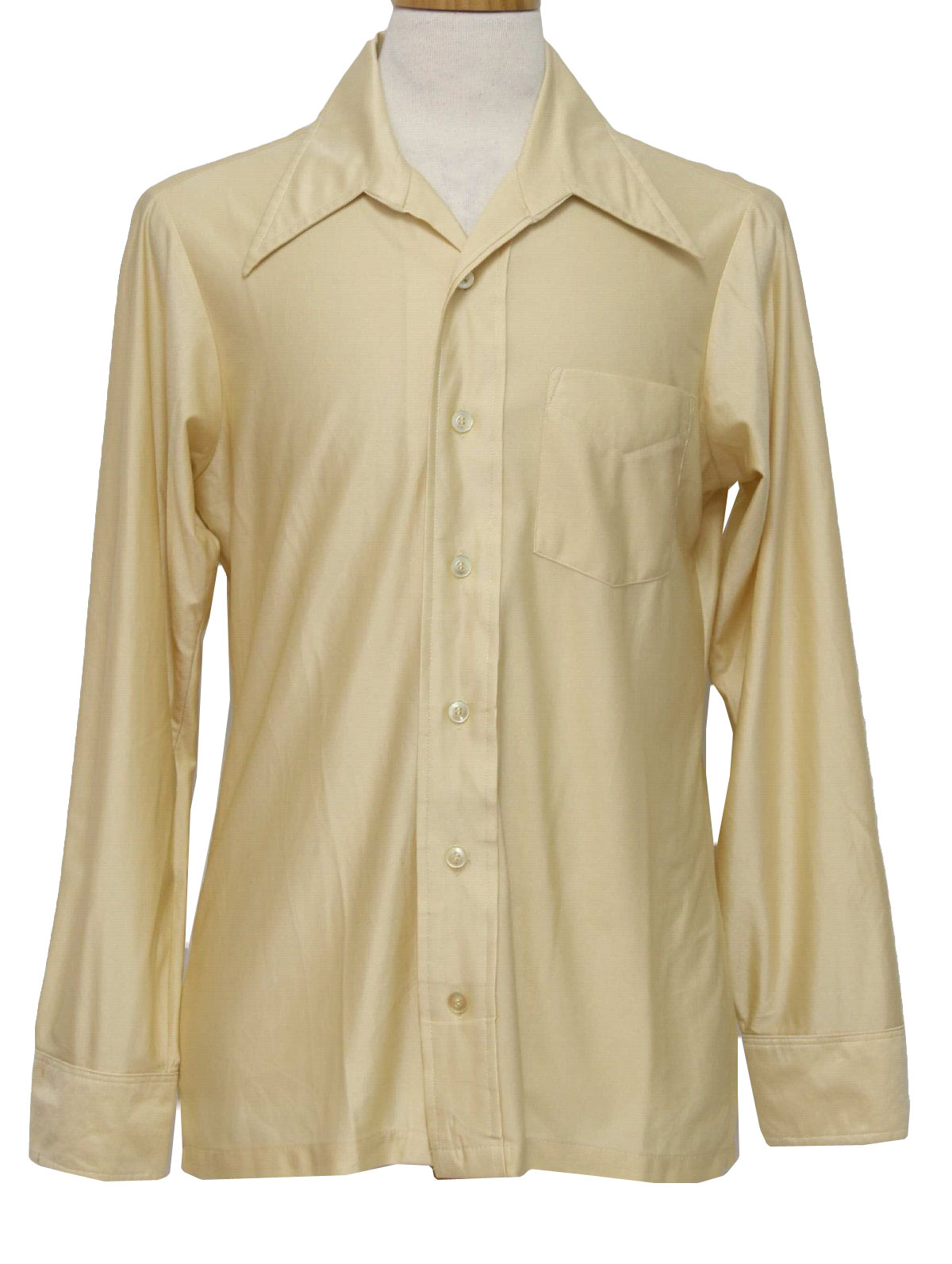 1970s Enro Disco Shirt: 70s -Enro- Mens cream polyester and acetate ...