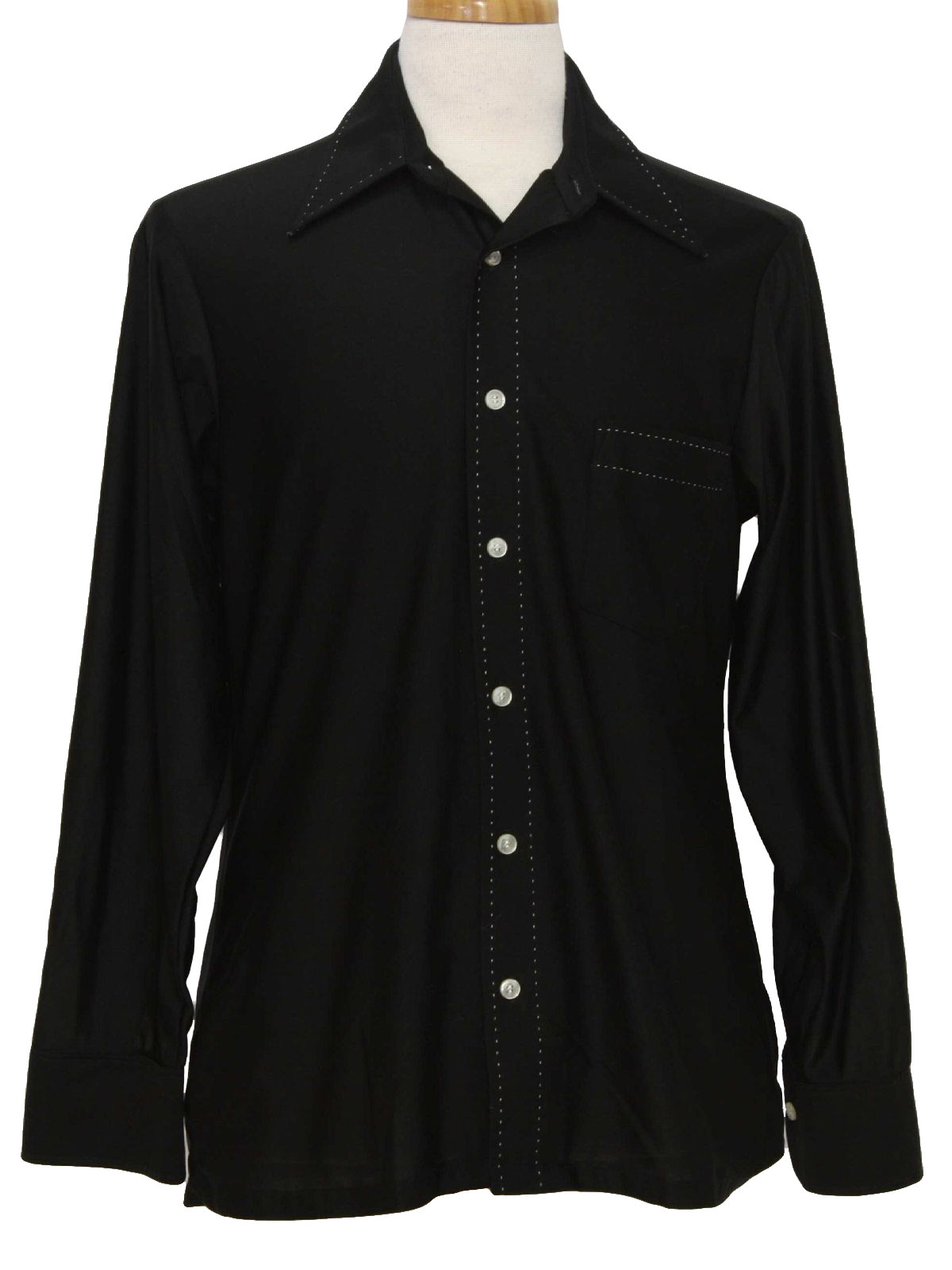 Enro 70's Vintage Disco Shirt: 70s -Enro- Mens black qiana nylon ...