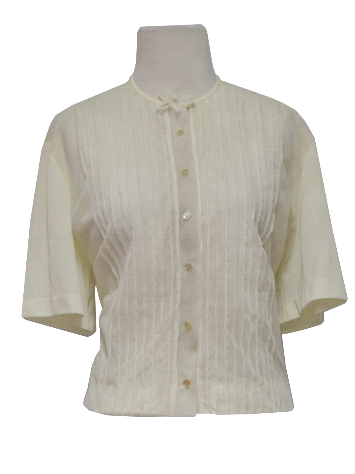 Retro 1950s Shirt: 50s -Carol Brent- Womens Designer off white nylon ...