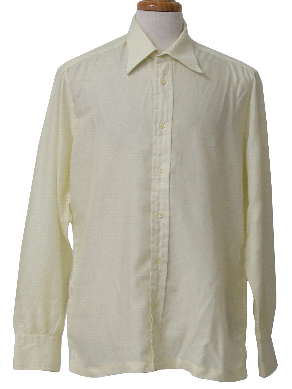 1980's Retro Shirt: 80s -Aldofo for Saks fifth Ave- Mens light yellow ...