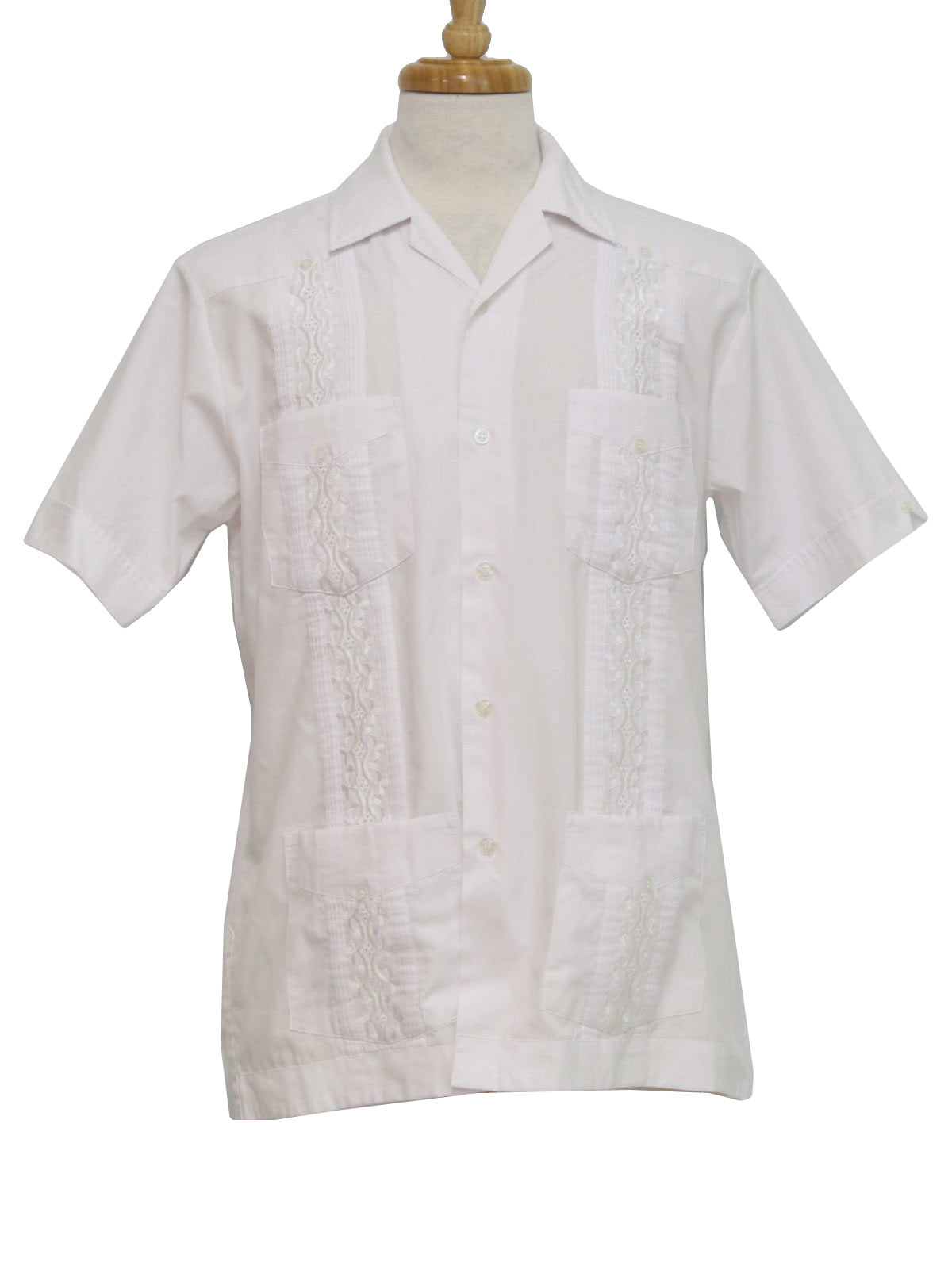 80's Vintage Guayabera Shirt: 80s -Yucateca- Mens white polyester and ...
