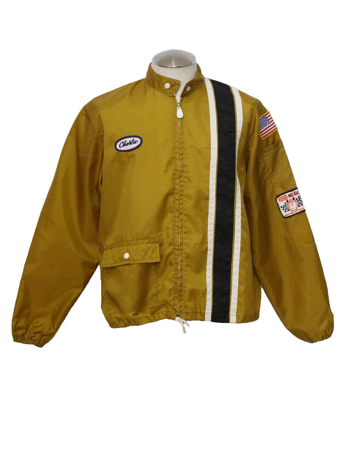 1960's Retro Jacket: 60s -No Label- Mens gold, black, white striped ...