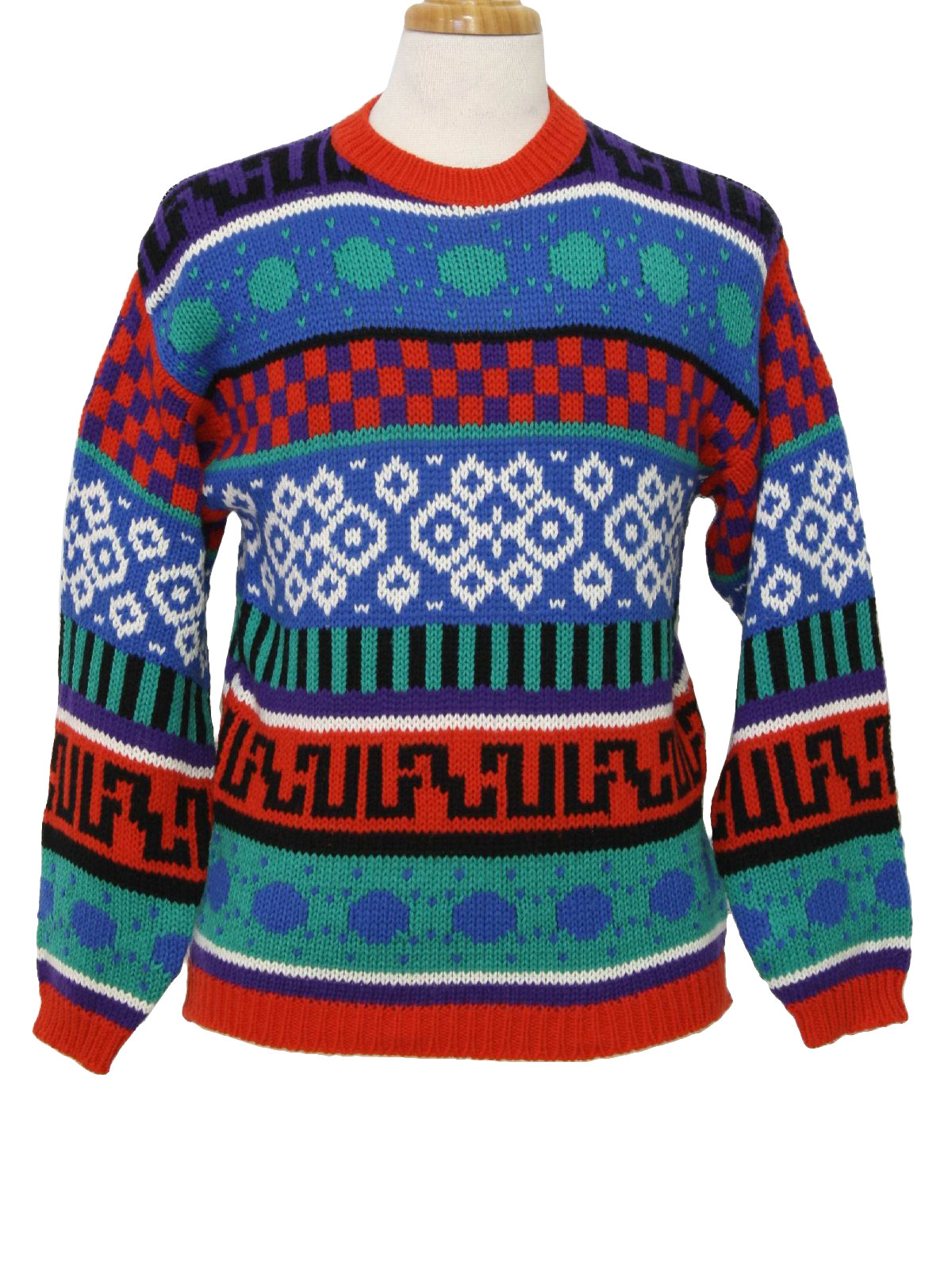 80's Vintage Sweater: 80s -AJ Brandon- Mens red, blue, green, white ...