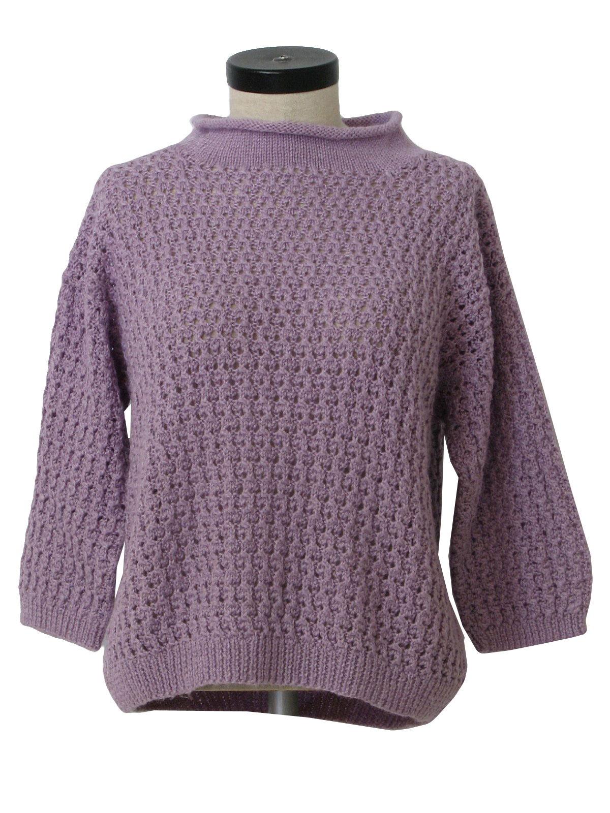 1980s Vintage Sweater: 80s -Missing Label- Womens lavender open weave ...