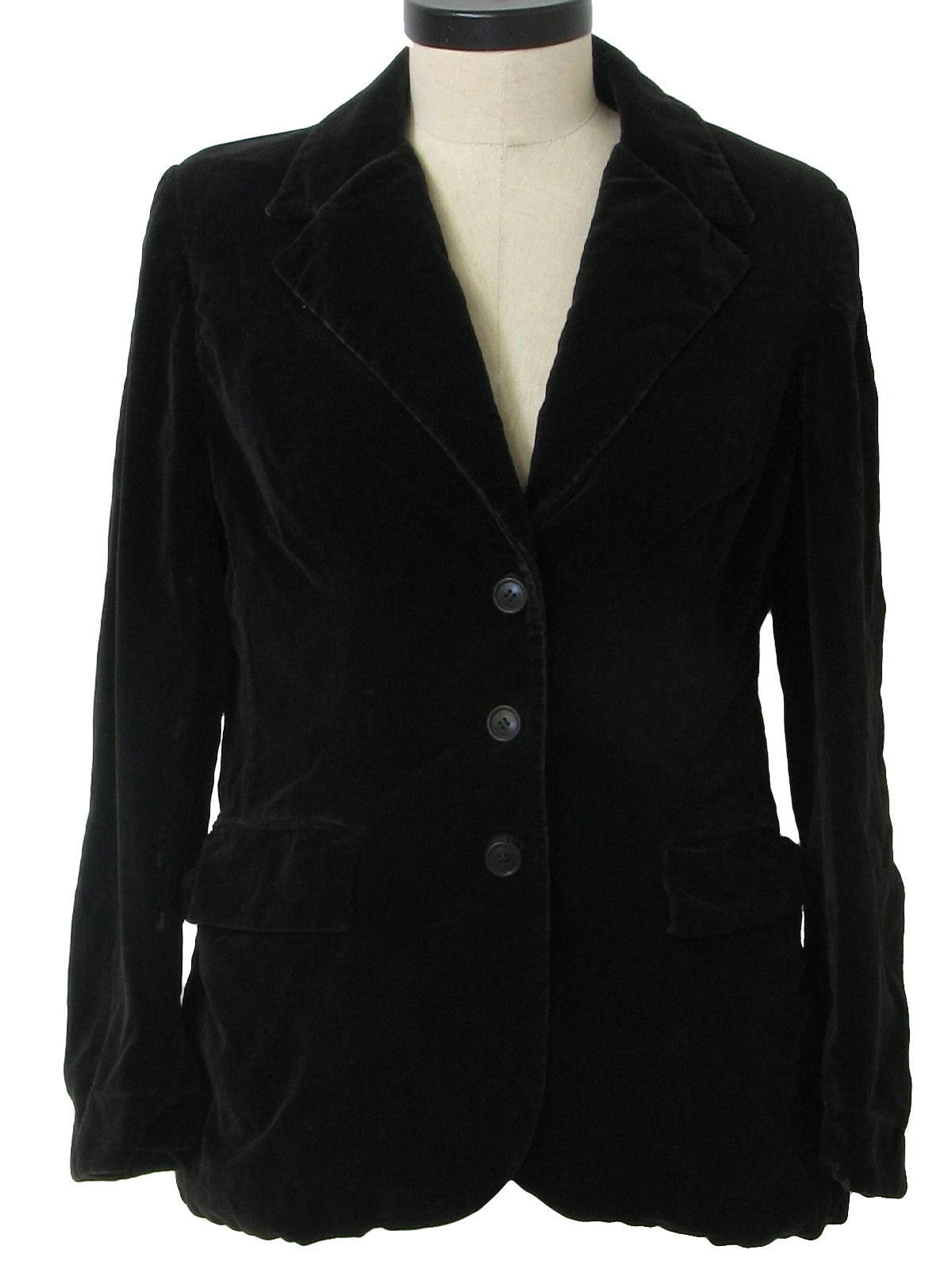 Retro 70's Jacket: 70s -Butterfly- Womens black cast black cotton ...