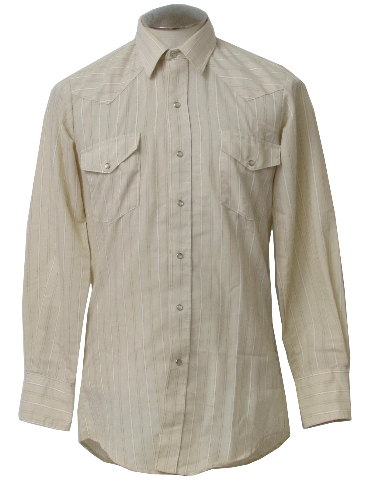 90's Karman Western Shirt: 90s -Karman- Mens light tan with white and ...