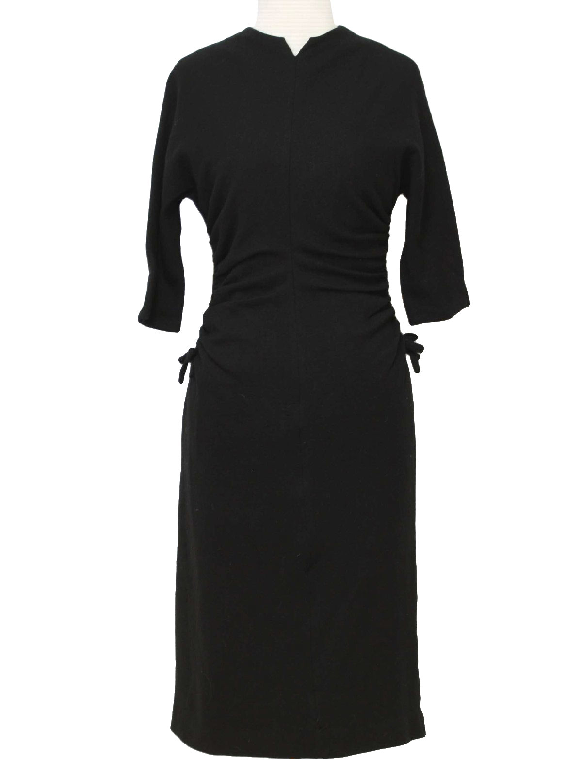 Aldens 1940s Vintage Dress: 40s -Aldens- Womens little black wool mid ...