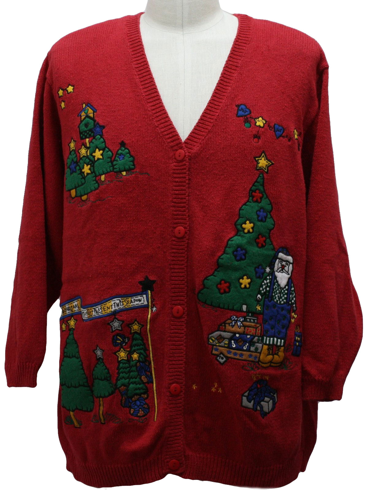 Ugly Christmas Cardigan Sweater: -The Quacker Factory- Unisex red ...