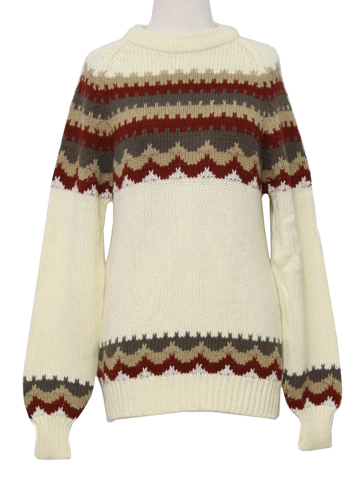 Eighties Sigallo Sweater: 80s -Sigallo- Womens off white, tan, burnt ...