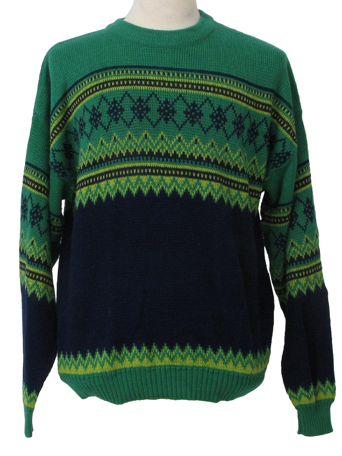 Eighties Vintage Sweater: Early 80s -Puritan- Mens bright green, lime ...