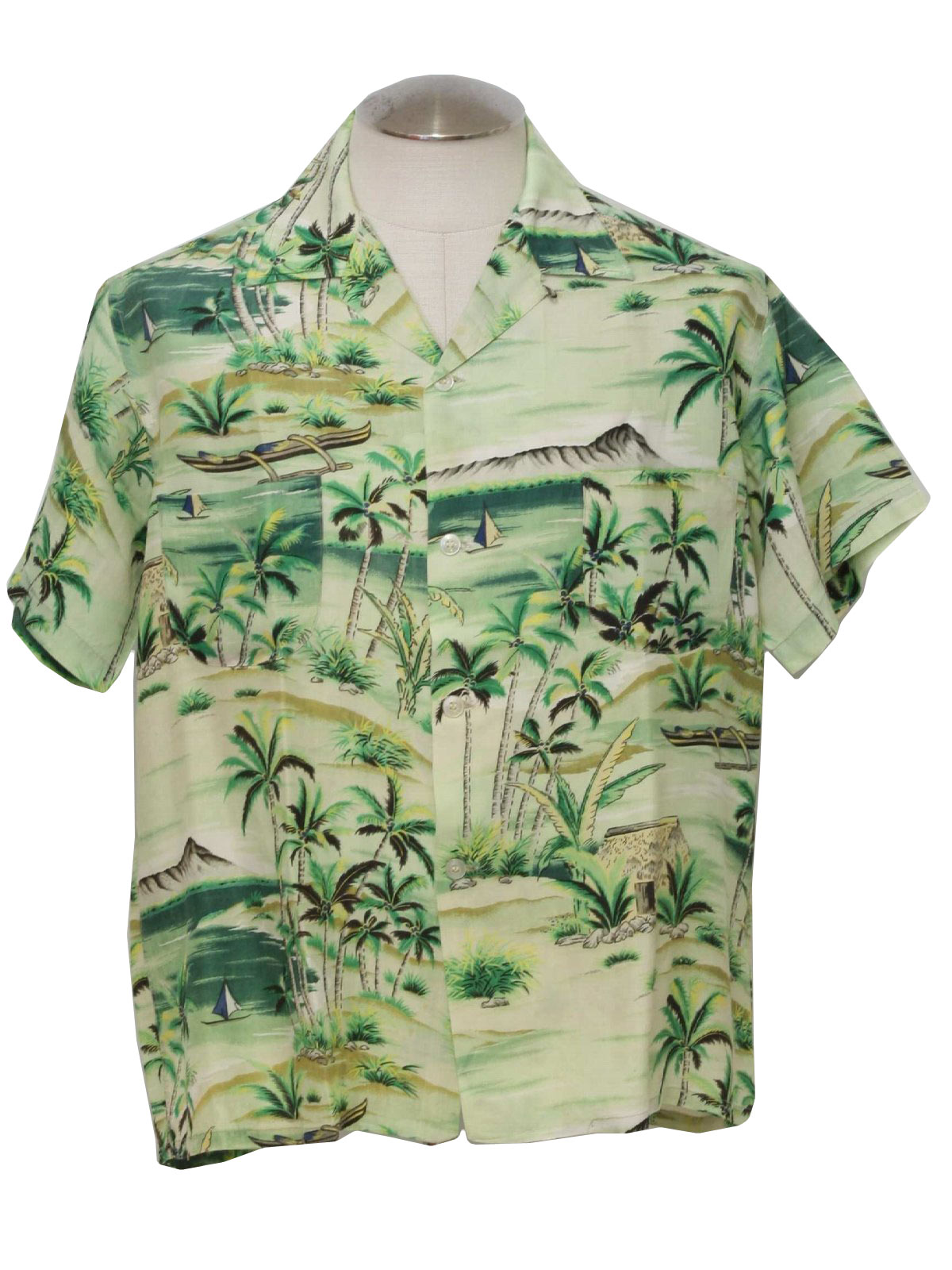 Retro 1950s Hawaiian Shirt: Late 50s -Sportswear Made in Japan- Mens ...