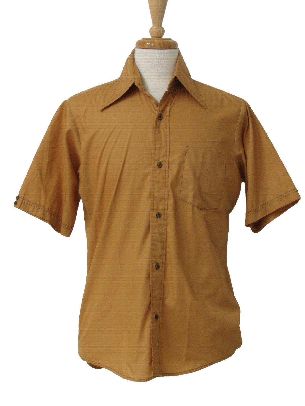 70s Retro Shirt: 70s -Towncraft- Mens sandy tan gold polyester and ...