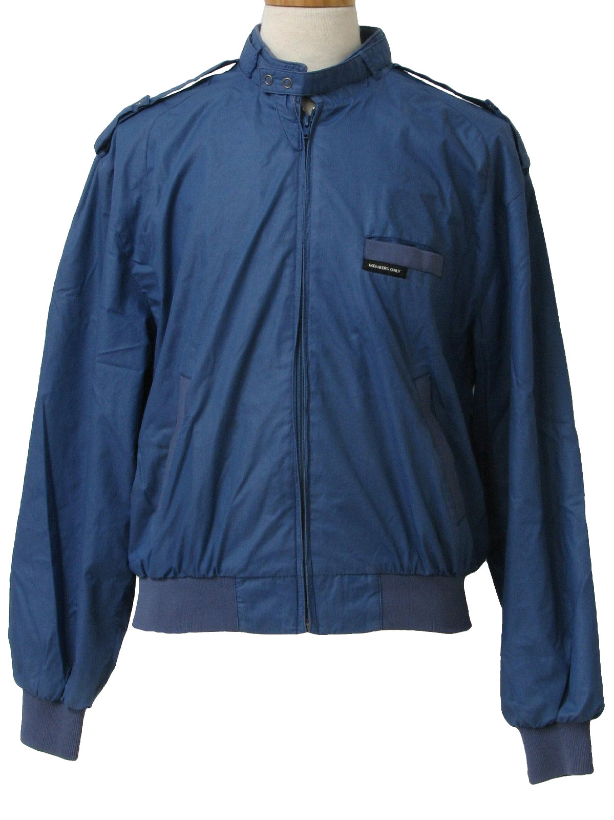 80s Retro Jacket: 80s -Members Only- Mens medium blue cotton and ...