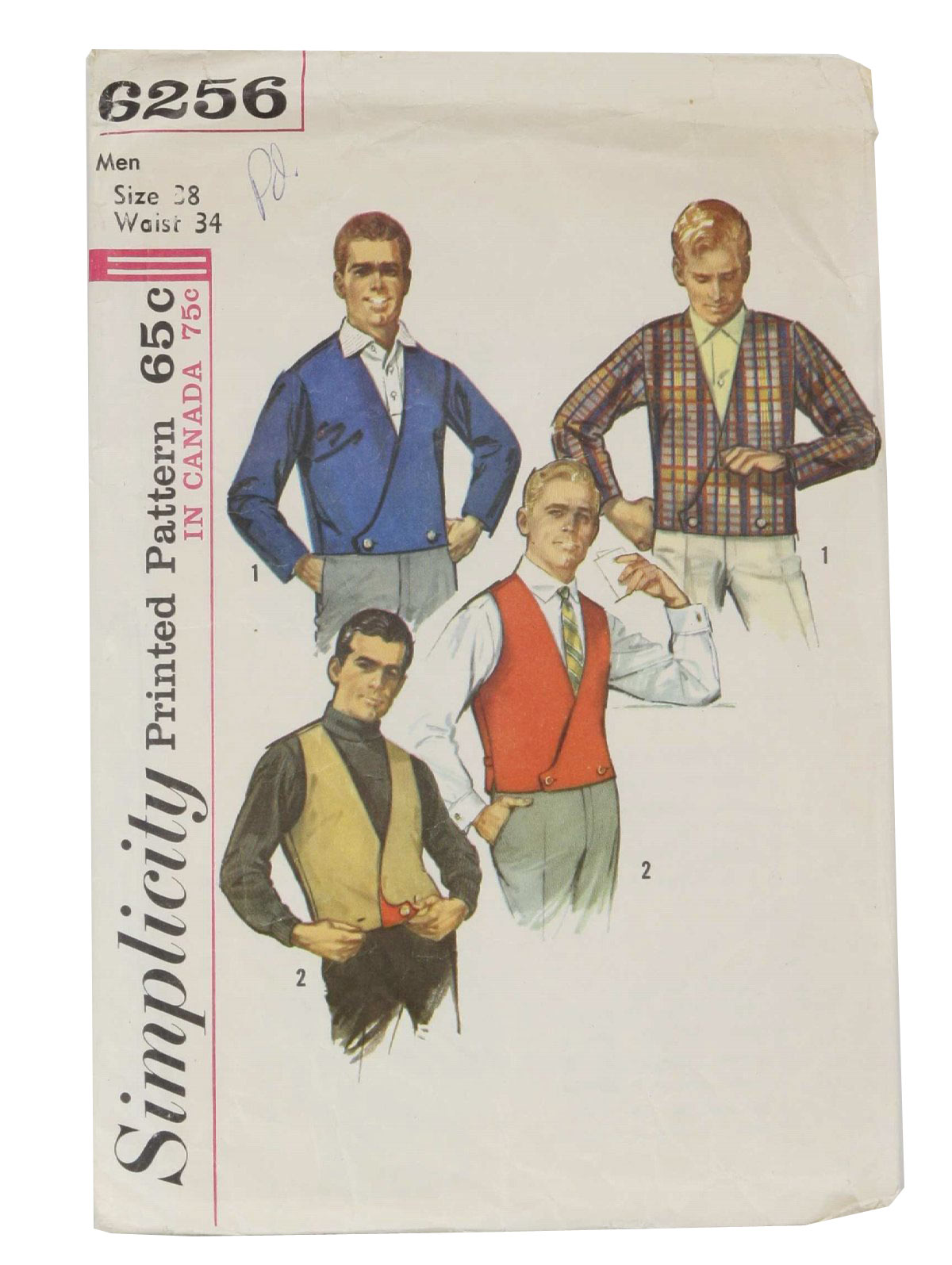 60s Retro Sewing Pattern: 1965 -Simplicity- pattern no. 6256 Mens ...