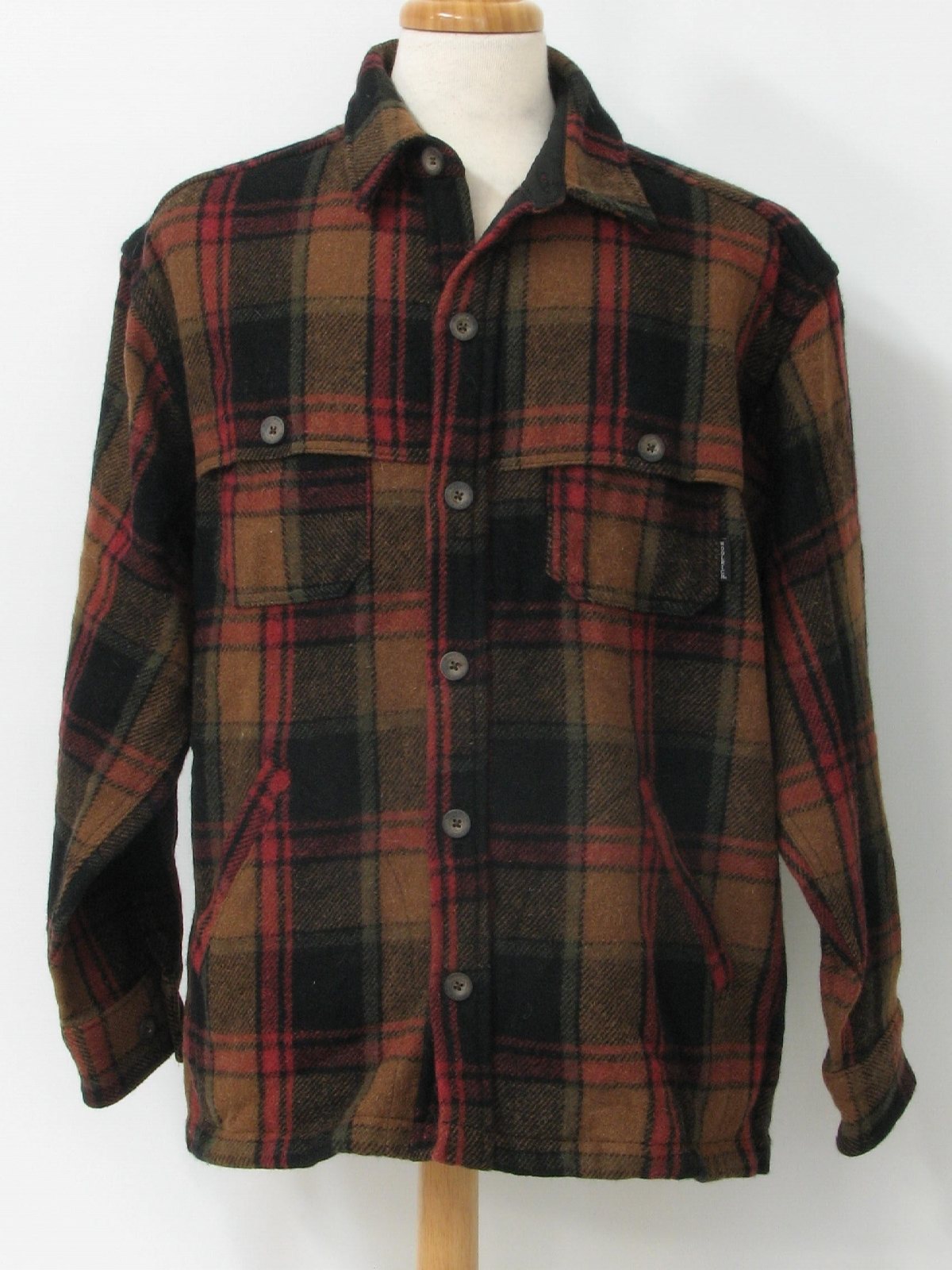 80s Retro Jacket: 80s -Woolrich- Mens black, tan, grey and copper-red ...