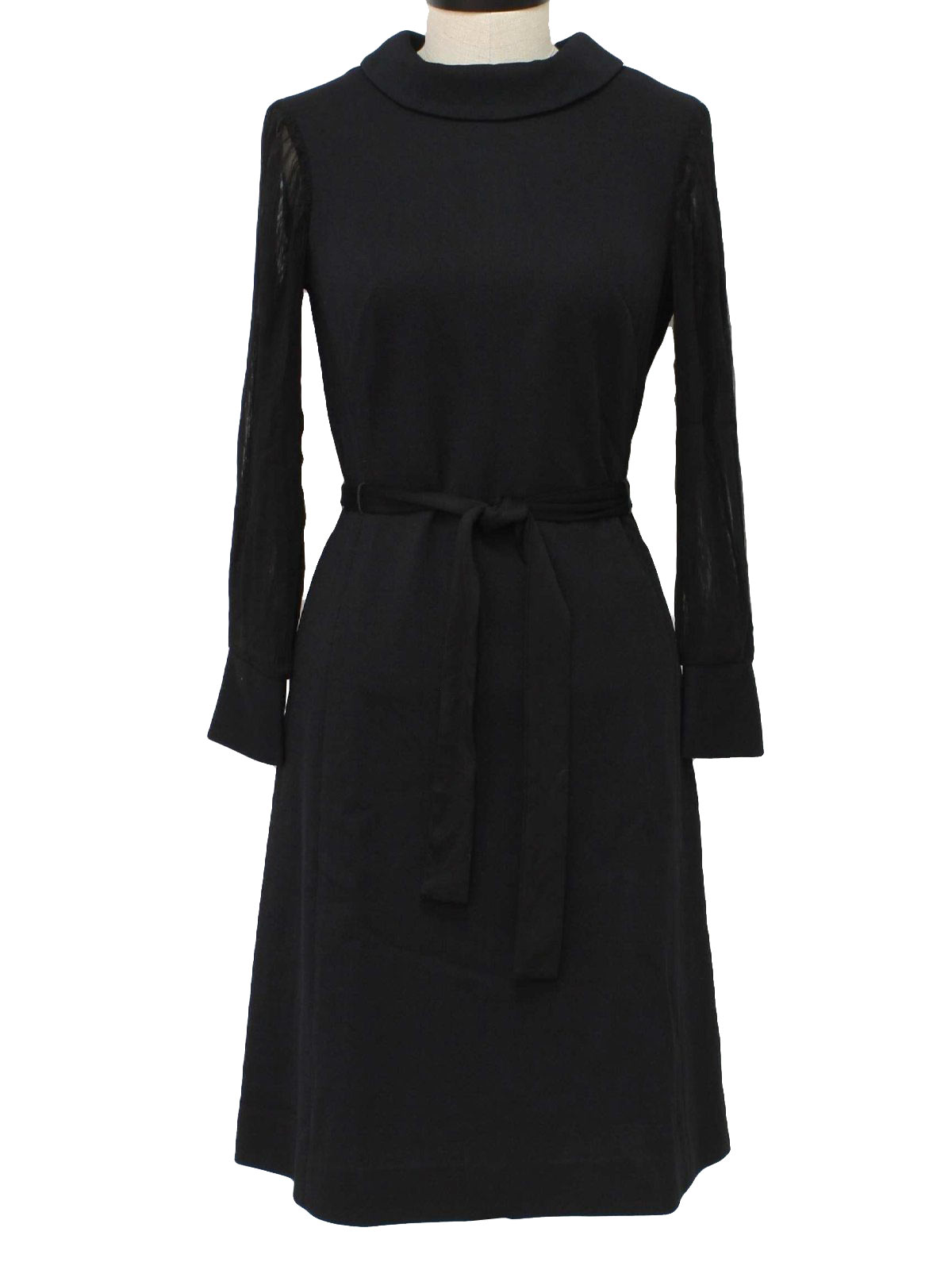 Retro 70's Dress: 70s -Edith Flagg- Womens black longsleeve midlength ...