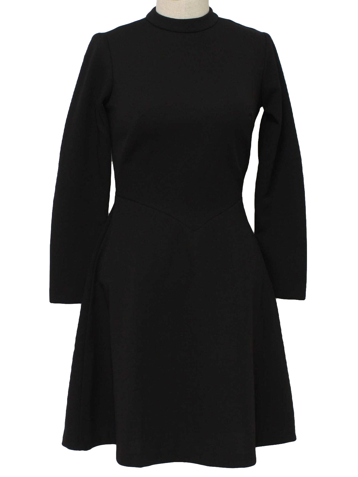 Vintage 1970's Dress: 70s -Toni Todd- Womens black double knit ...
