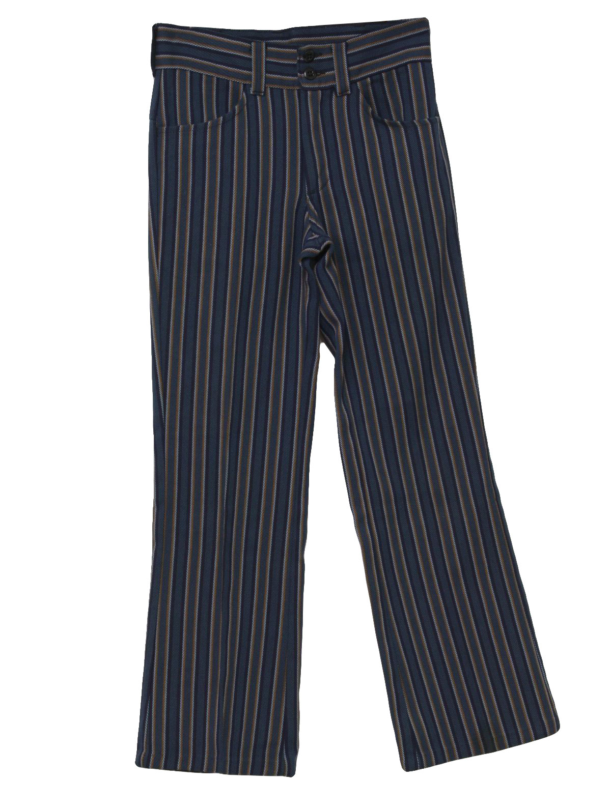 Vintage 1970's Pants: 70s -Kings Road- Mens navy blue, burnt orange and ...