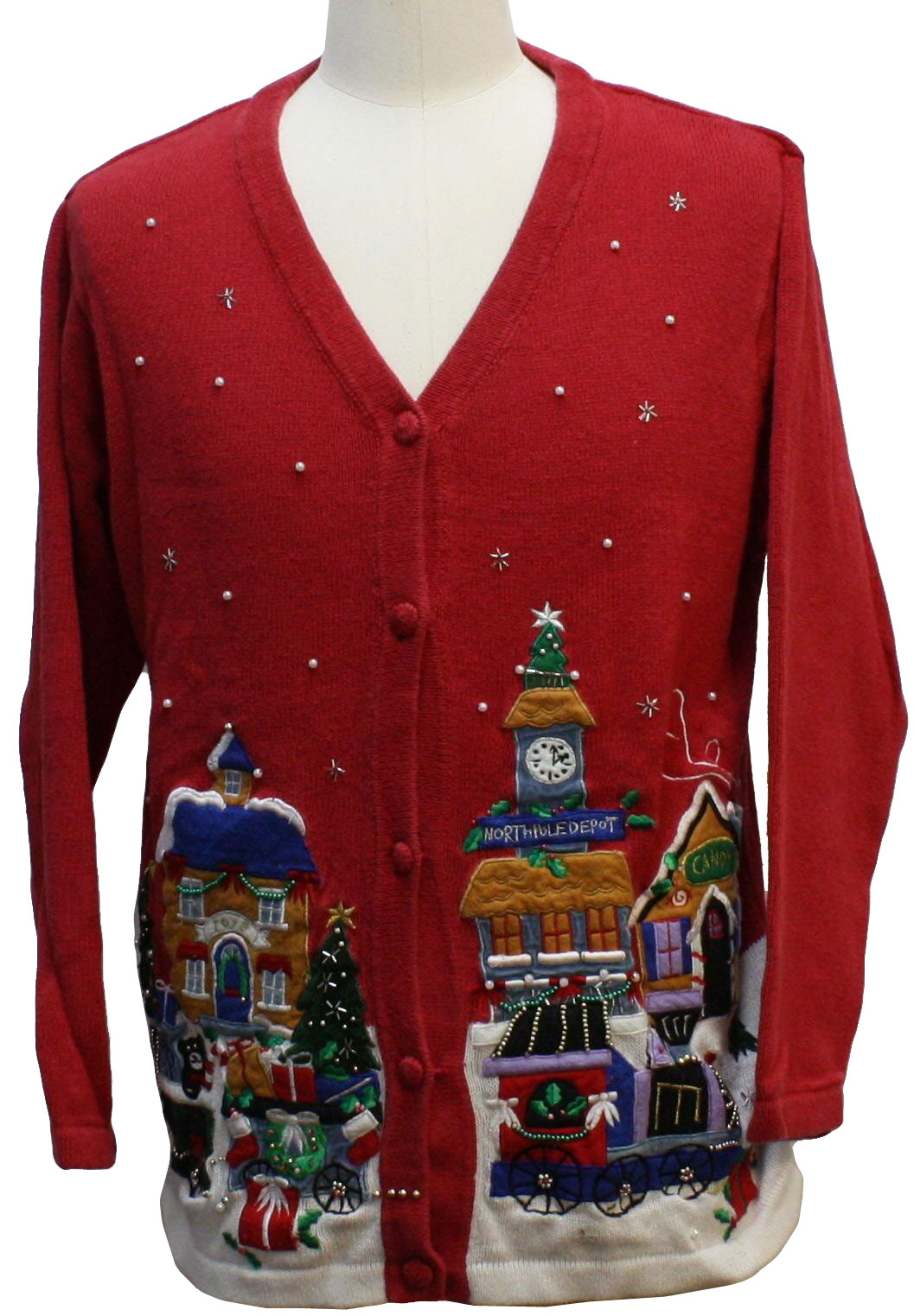 Ugly Christmas Cardigan Sweater: -B.P. Design - Unisex Red background ...