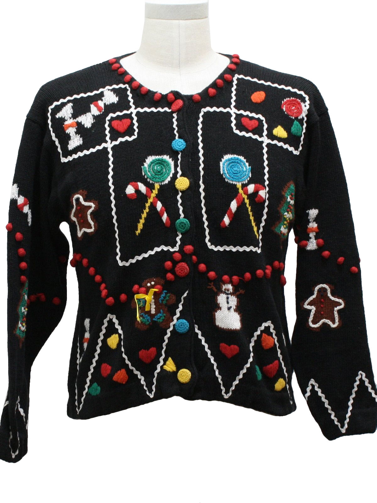 Womens Ugly Christmas Sweater: -Arlando- Womens black background ramie ...