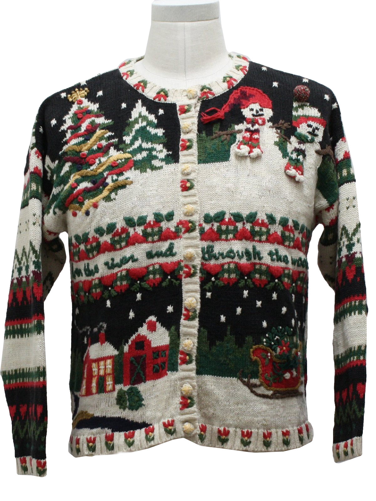 Womens Ugly Christmas Sweater: -Carly St. Claire- Womens beige, black ...