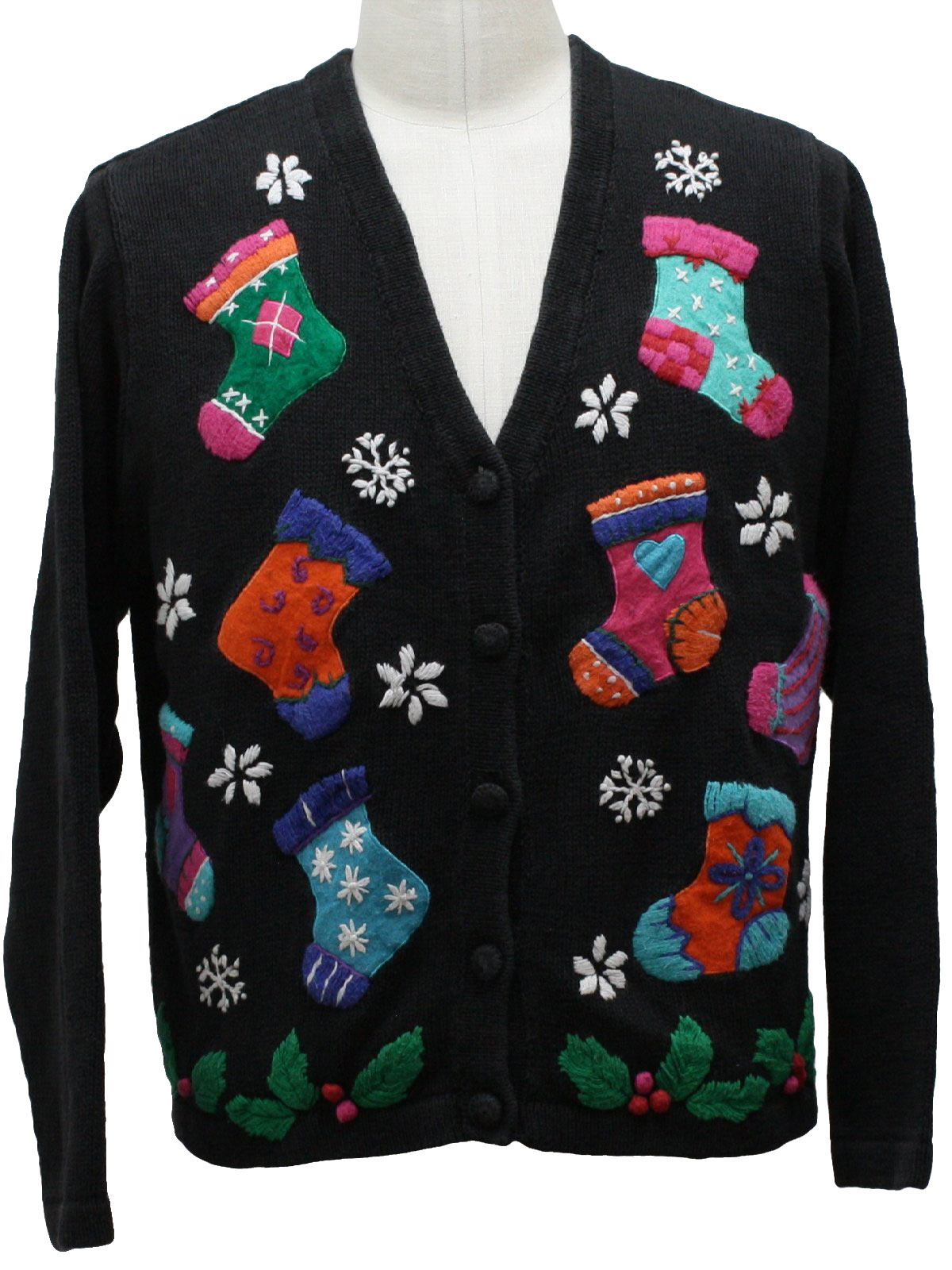 Womens Ugly Christmas Cardigan Sweater: -Studio- Womens black ...