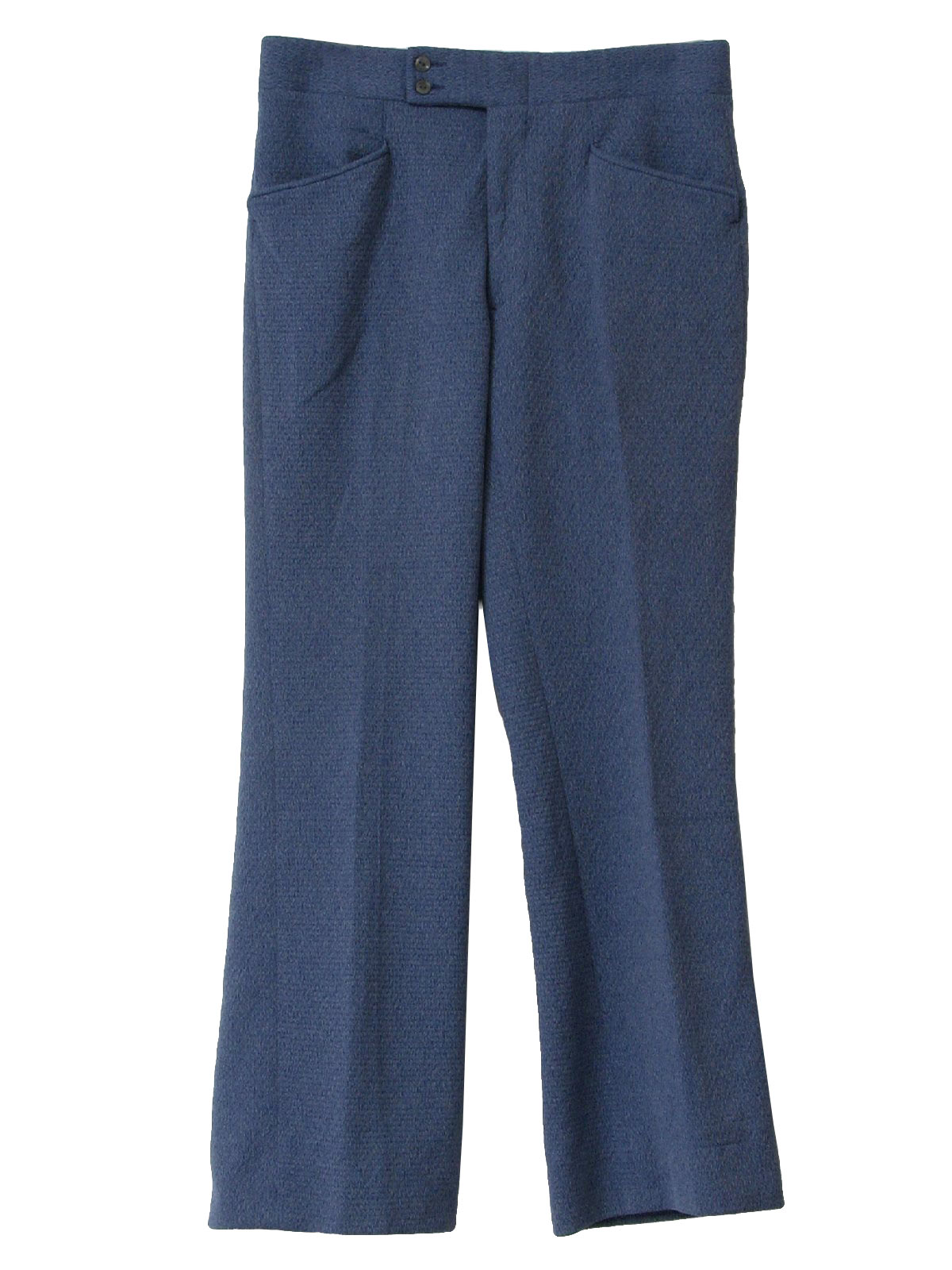 1970's Retro Pants: 70s -Care Label Only- Mens heathered blue, flared ...