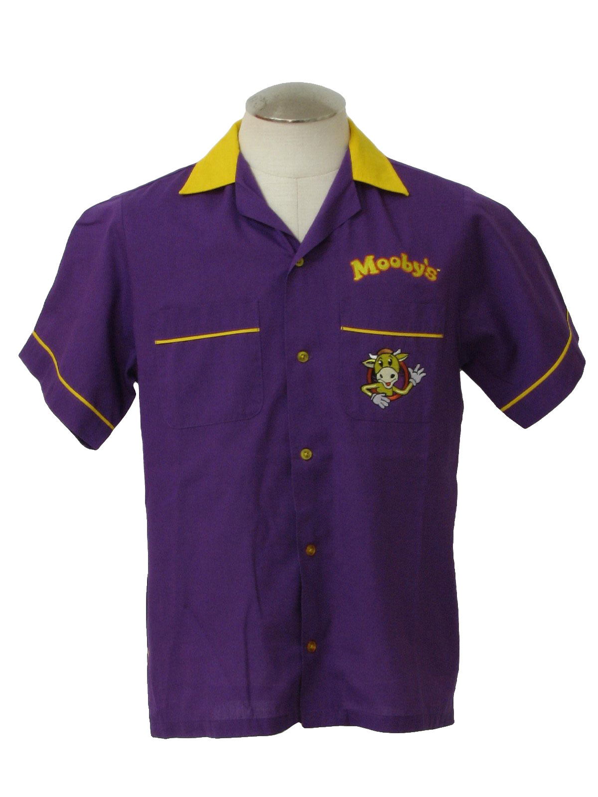 1990's Bowling Shirt (Hilton): 90s -Hilton- Mens purple and yellow