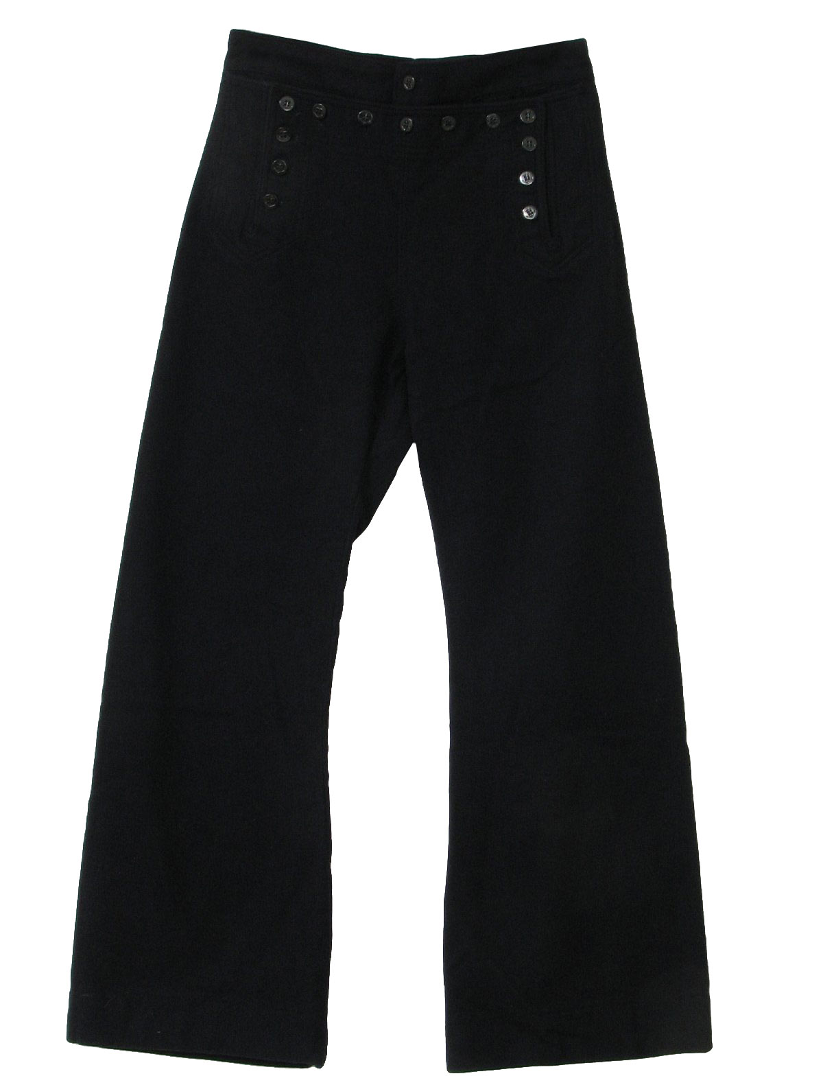 Retro 1970s Bellbottom Pants: 70s -No Label- Mens deep navy blue wool ...