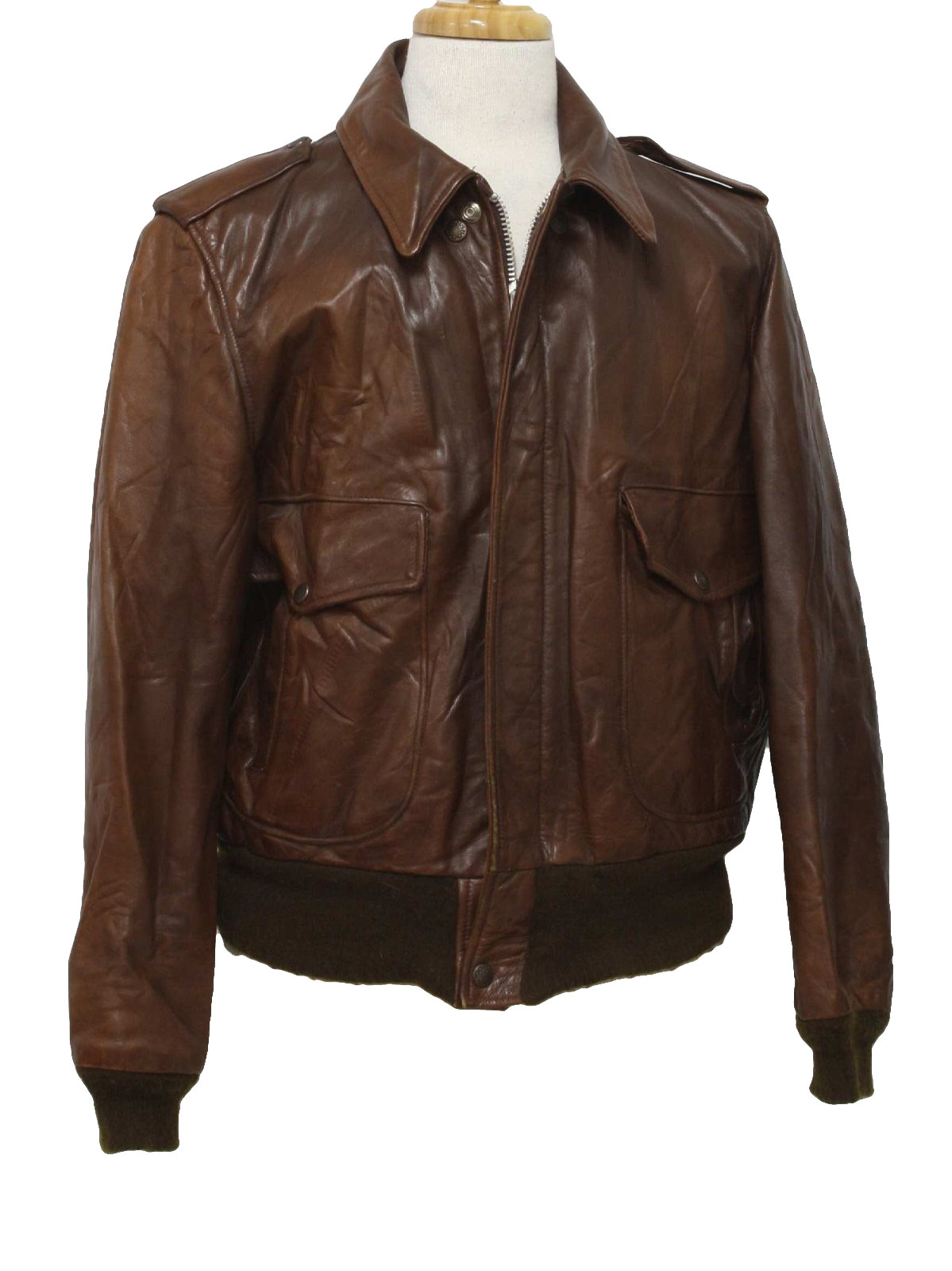 Retro 1970s Leather Jacket: 70s -Missing Label- Mens brown leather ...