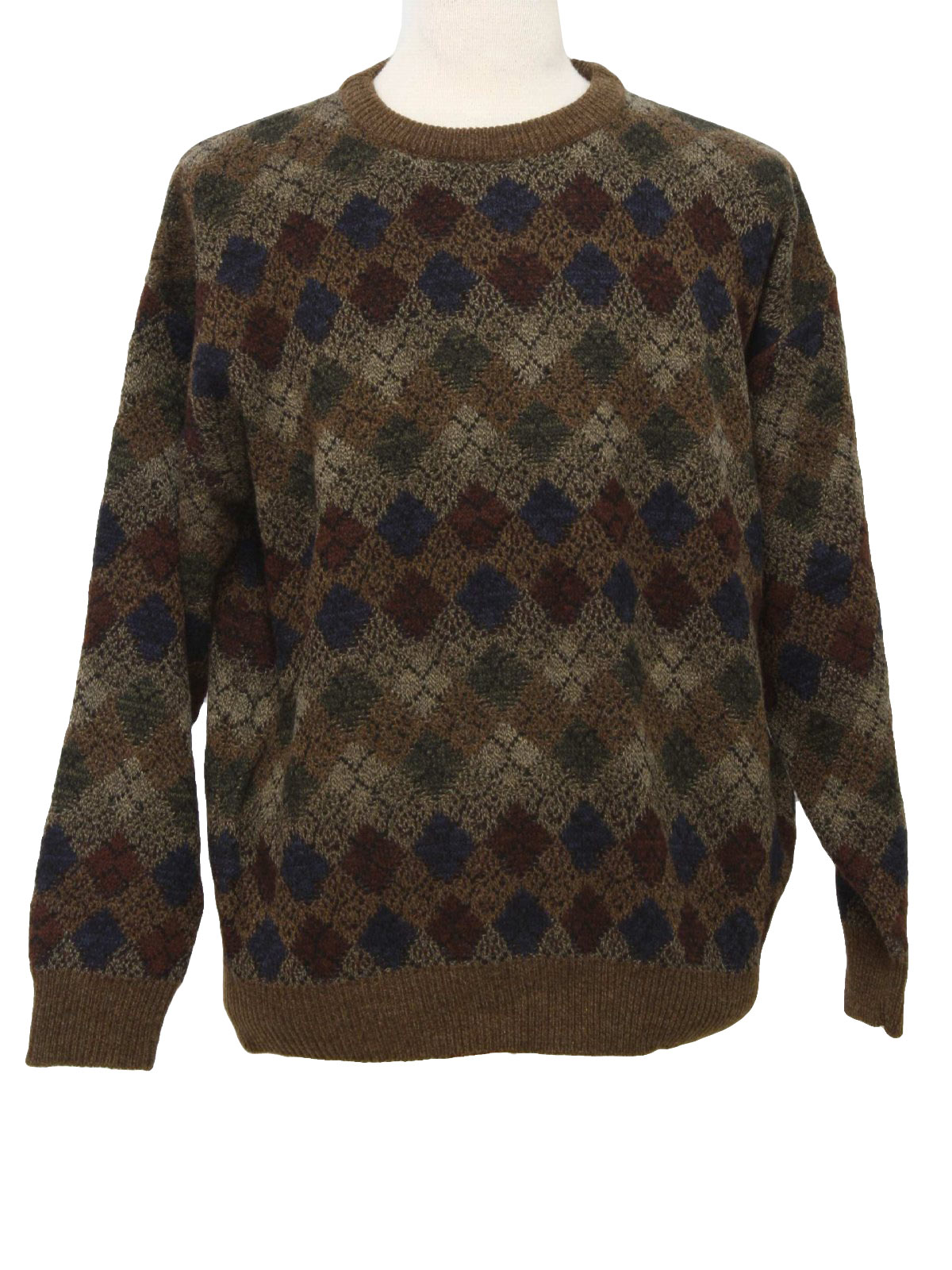 Retro 1980s Sweater: 80s -Towncraft- Mens brown, tan, navy blue, black ...