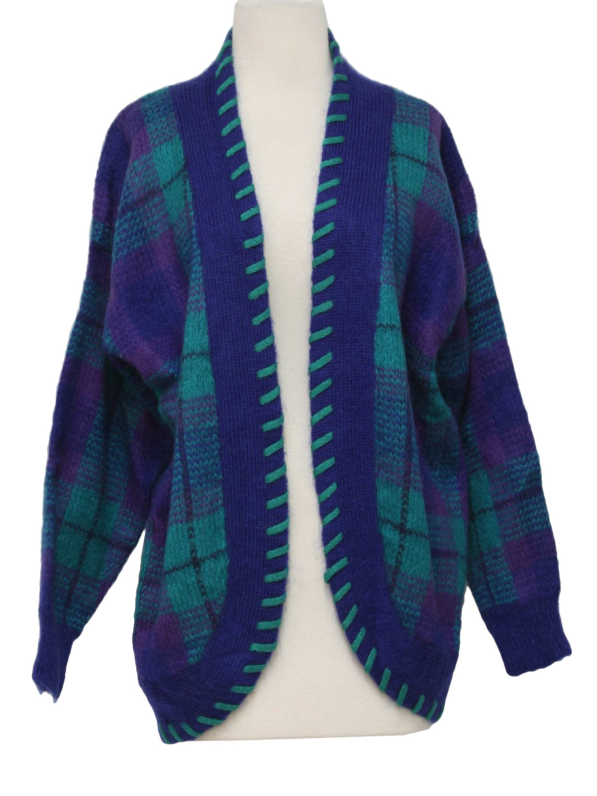Retro Nineties Caridgan Sweater: 90s -Diversity- Womens teal, purple ...