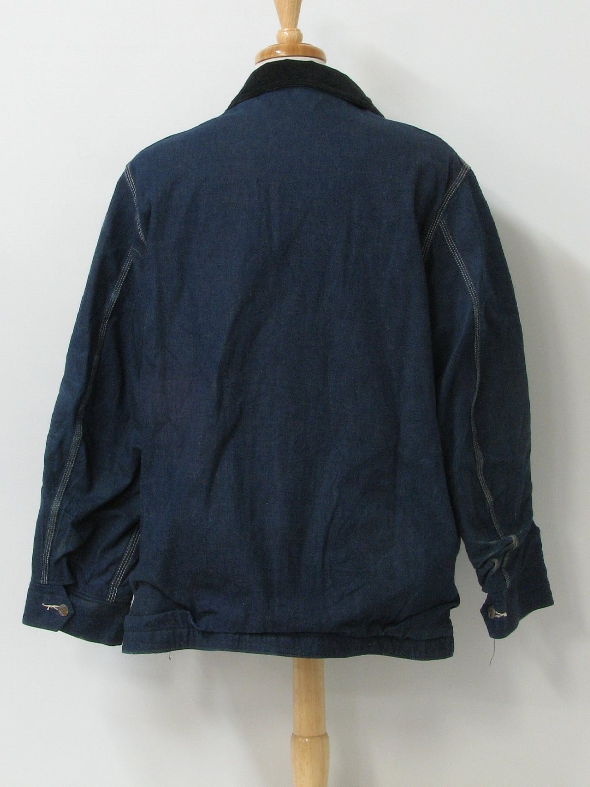 Retro 60's Jacket: Early 60s -Sears Workwear- Mens well worn blue thick ...