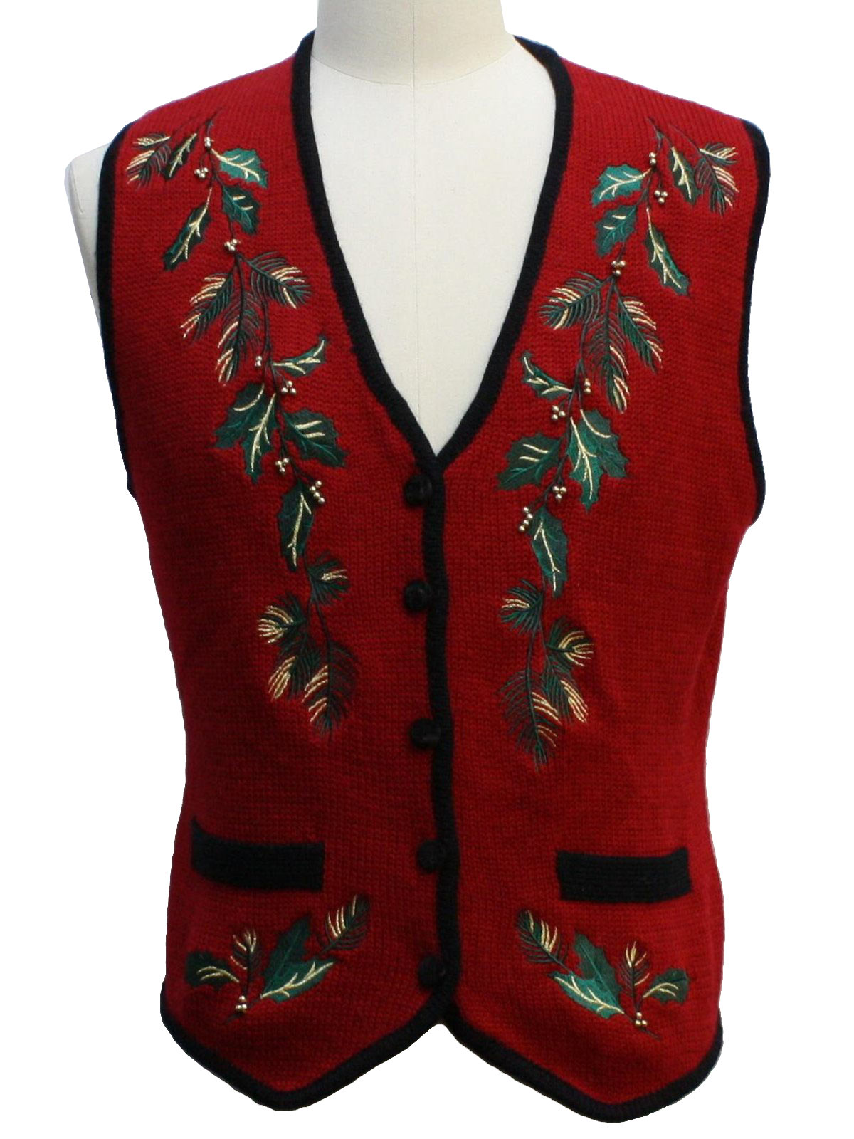 Womens Ugly Christmas Sweater Vest : -Talbots - Womens Red background ...