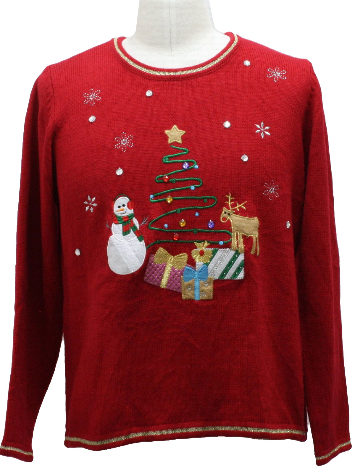 Ugly Christmas Sweater: -Care Label Only- Unisex red, white, tan and ...